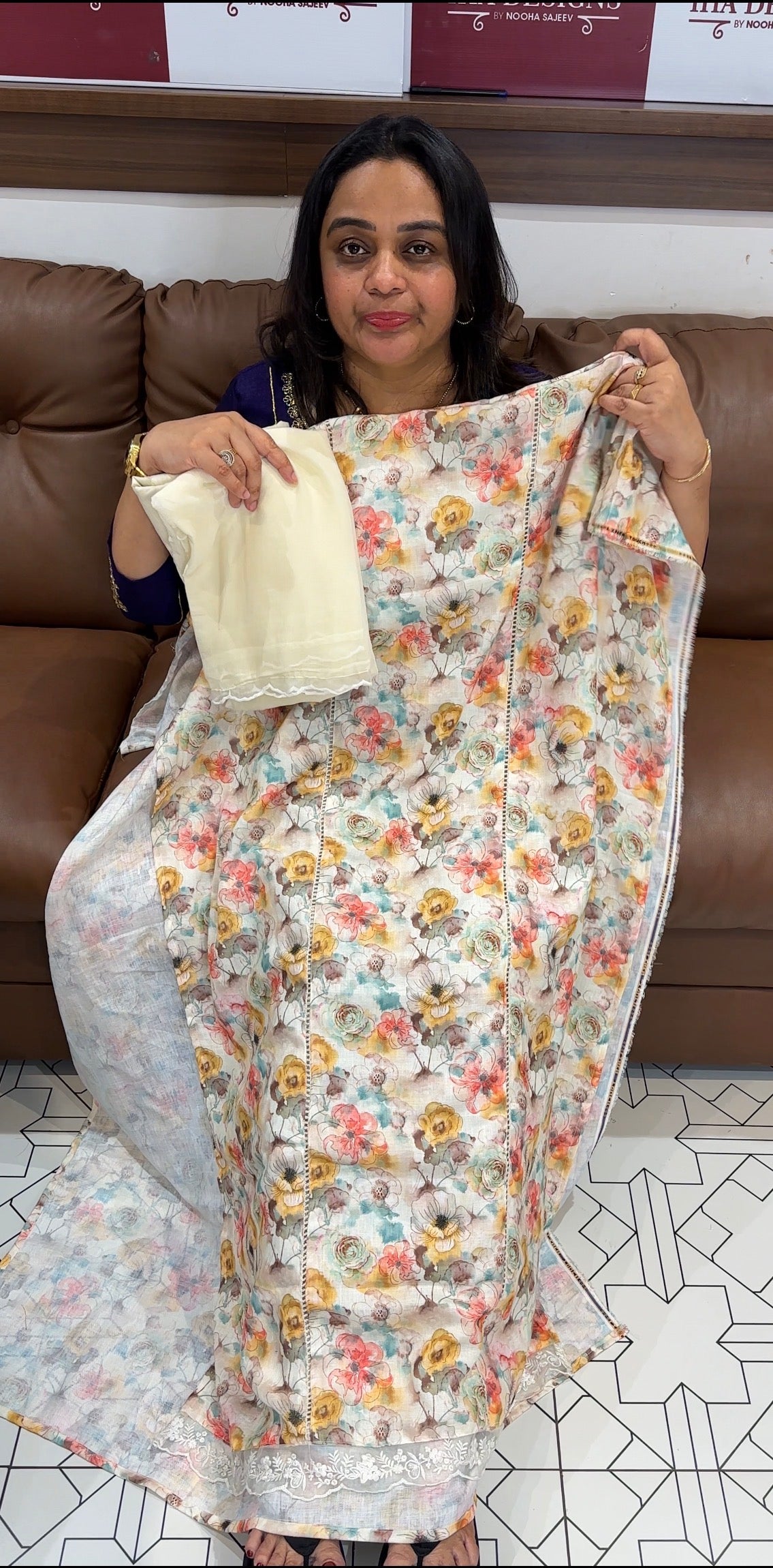 PRINTED LINEN UNSTITCHED SALWAR SUITS - IHA 27797