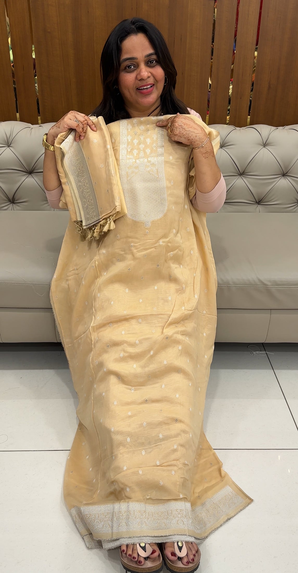 VISCOSE ORGANZA UNSTITCHED SALWAR SUITS  - IHA 27479
