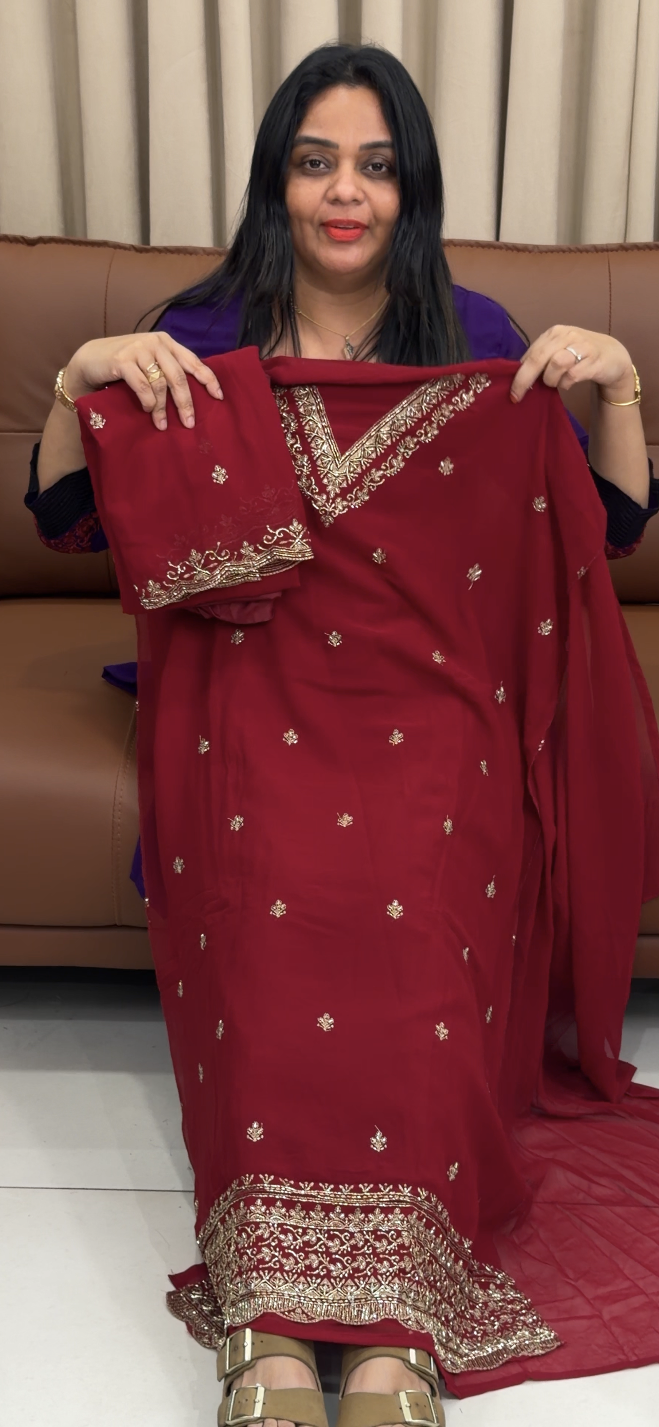 FAUX GEORGETTE UNSTITCHED SALWRA SUITS - IHA 33669
