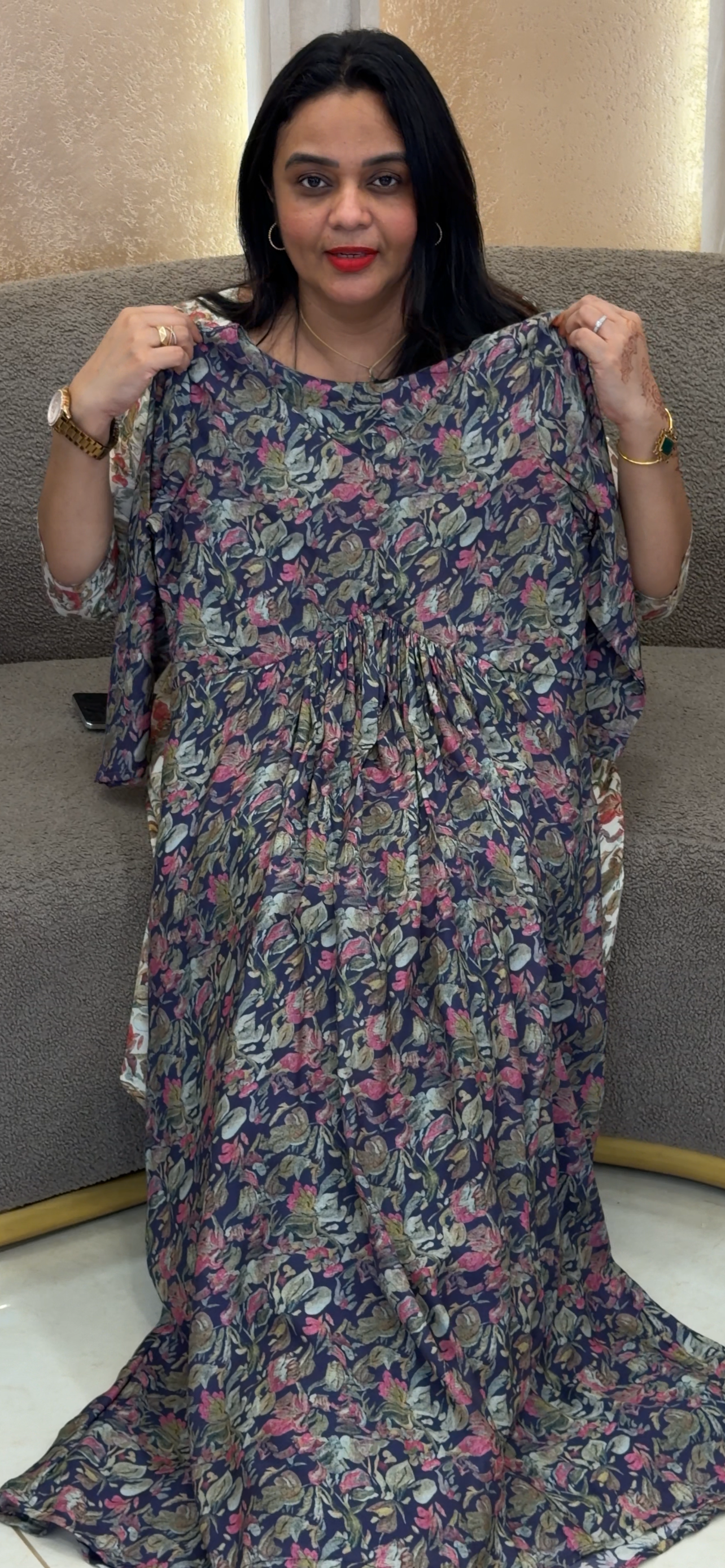 MUSLIN PRINTED LONG TOPS - IHA 33121