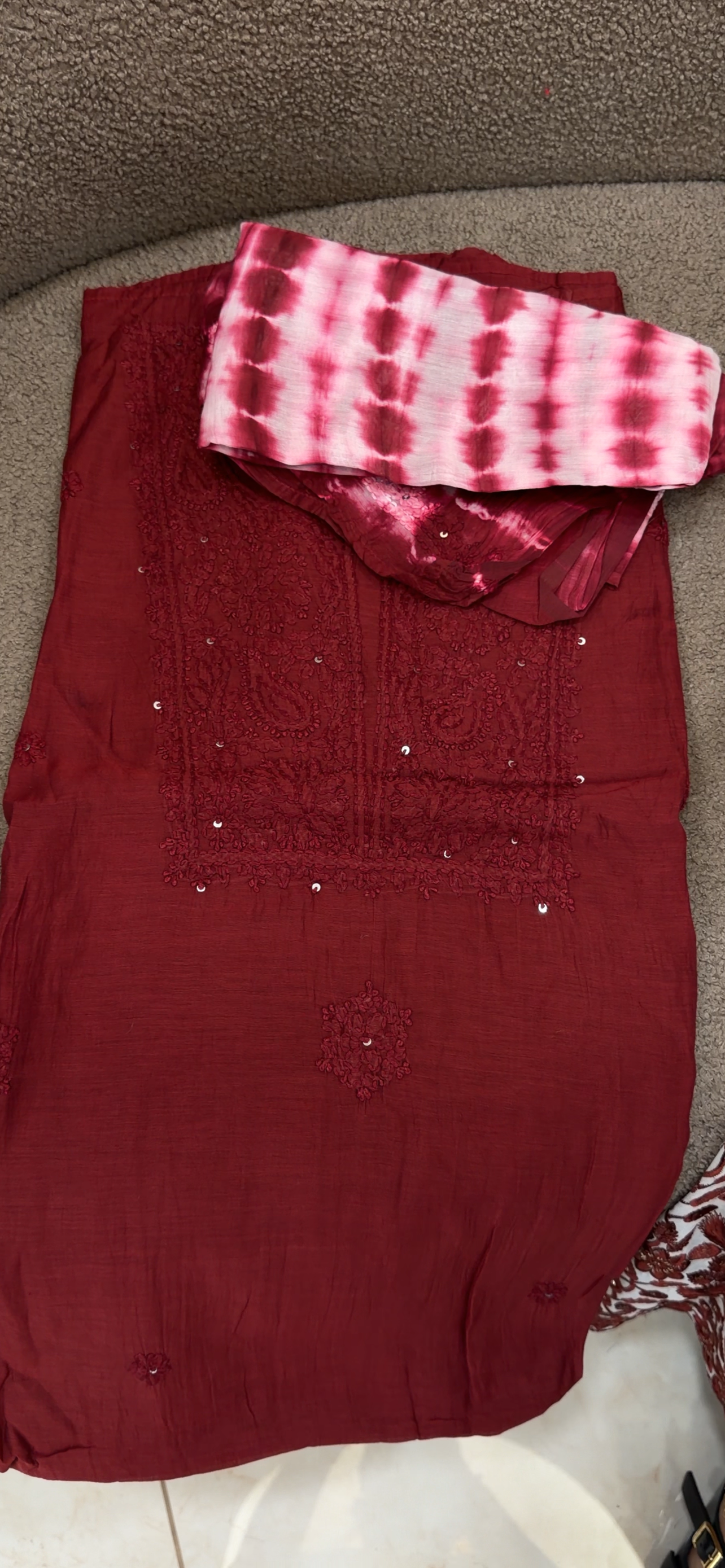 MUL CHANDERI CHIKANKARI UNSTITCHED SALWAR SUITS - IHA 34348