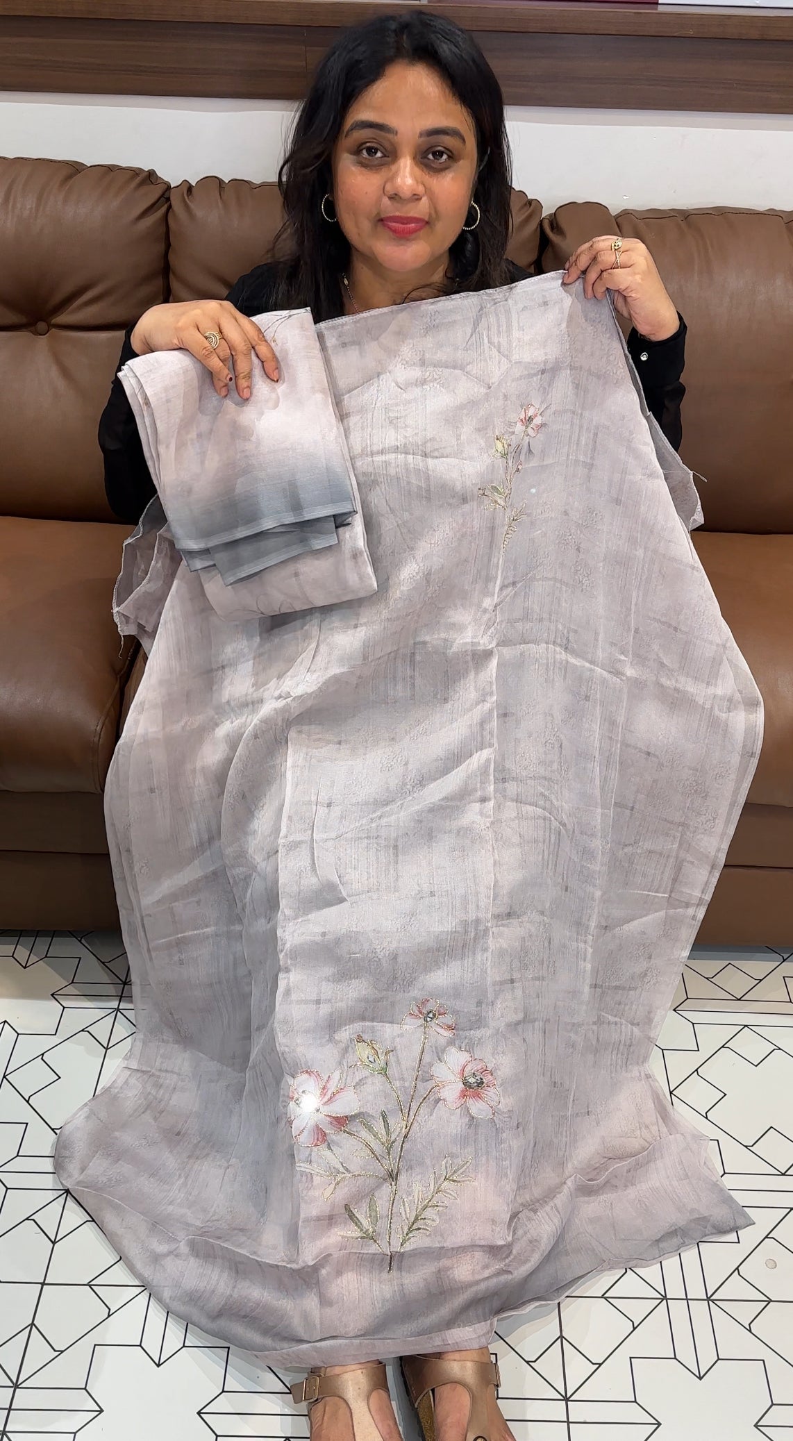 PRINTED ORGANZA UNSTITCHHEED SALWAR SUITS - IHA 26186