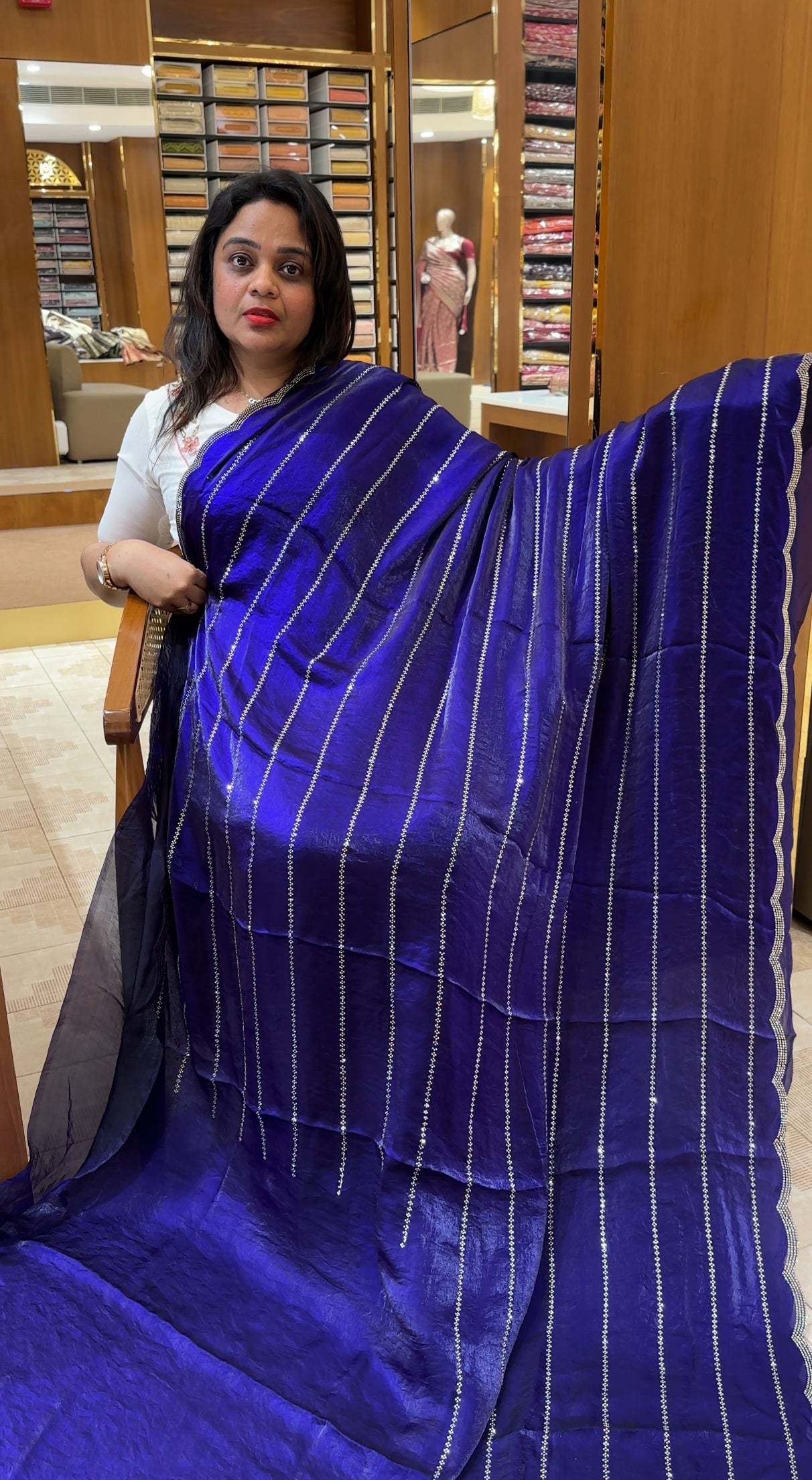 FORWARD VELVET ORGANZA SAREES - IHA 25270