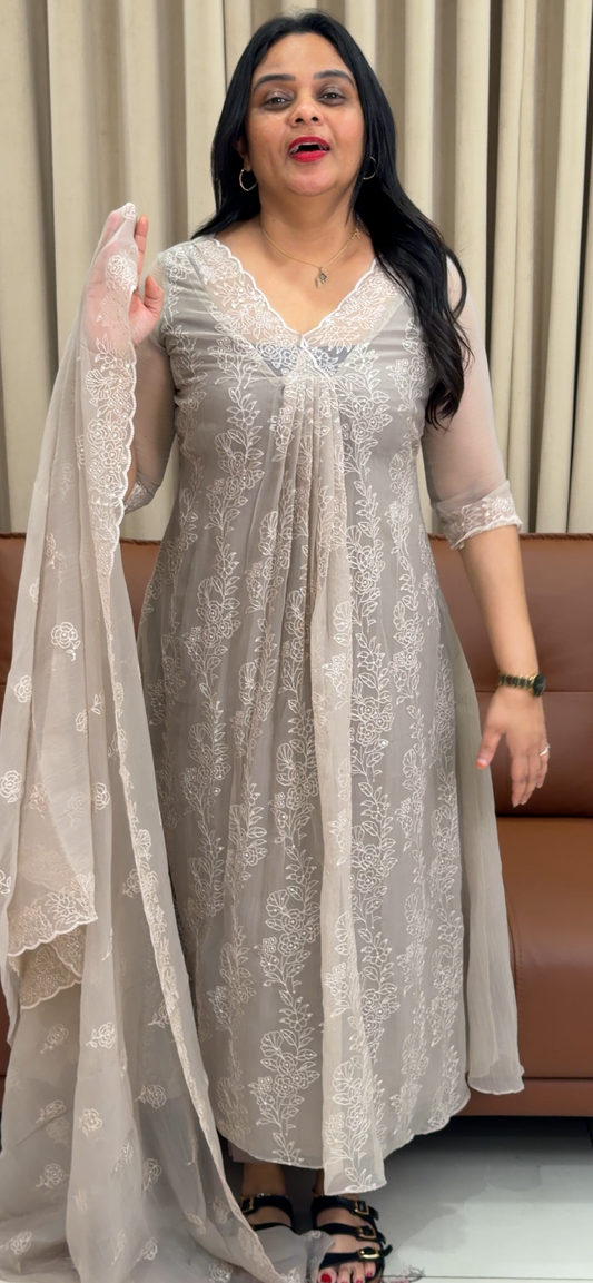 CHIFFON SEMI STITCHED SALWAR SUITS - IHA 34244