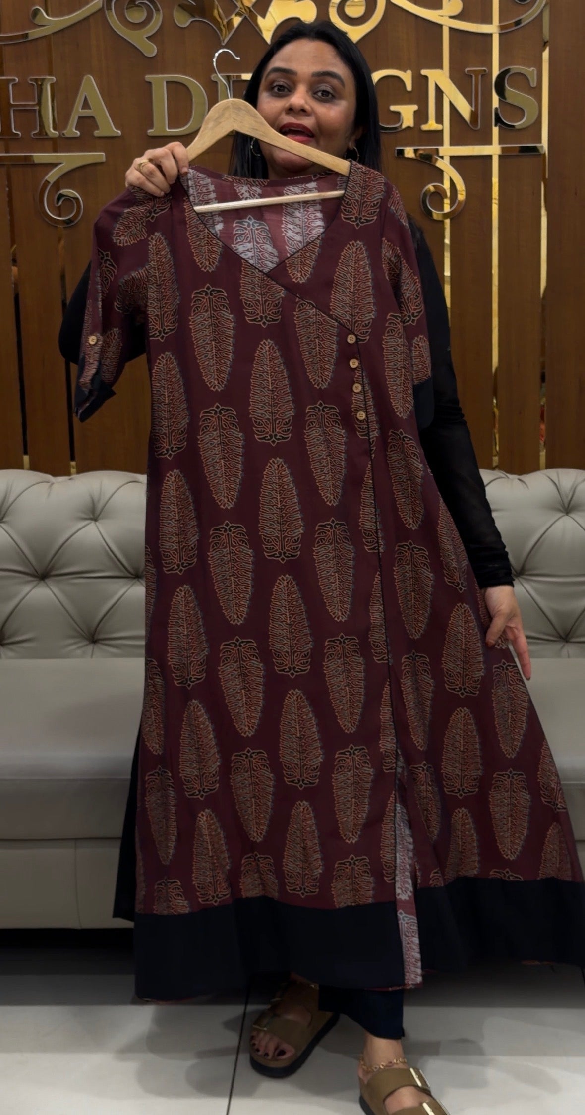 IHA'S IN-HOUSE PRINTED MUSLIN ALINE TOPS - IHA 33252
