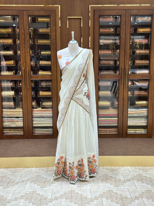 SEMI RAW SILK SEMI STITCHED DHAVANI SETS - IHA 26029