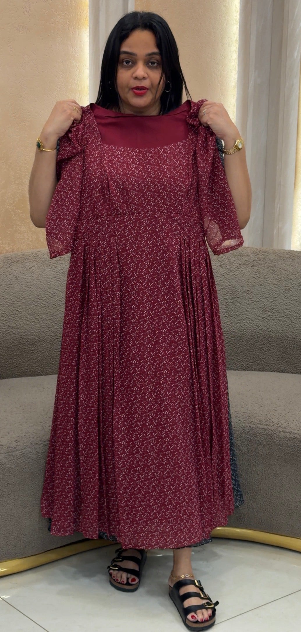 IHA'S IN-HOUSE PRINTED GEORGETTE FROCKS - IHA 34363
