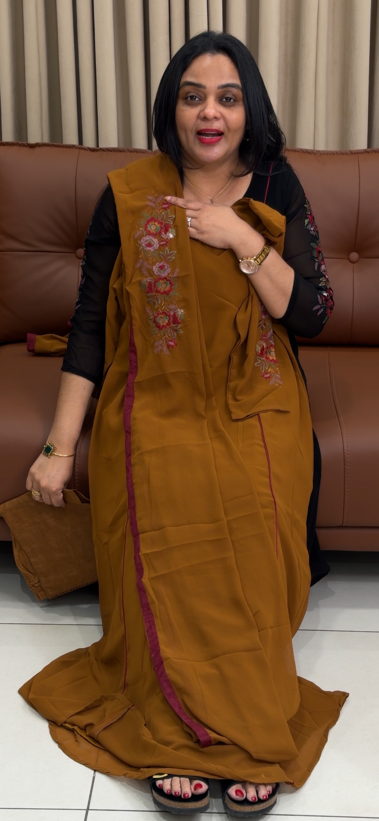 FAUX GEORGETTE TOP BOTTOM AND DUPATTA - IHA 34336