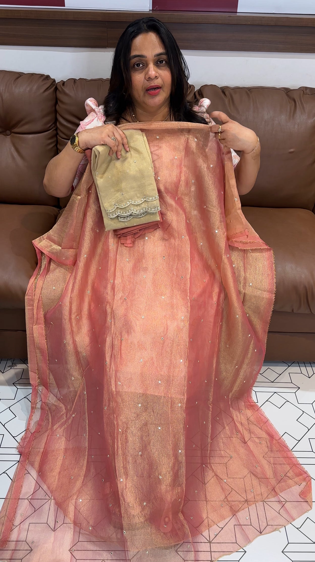 TISSUE BANARASI UNSTITCHED SALWAR SUITS - IHA 27718