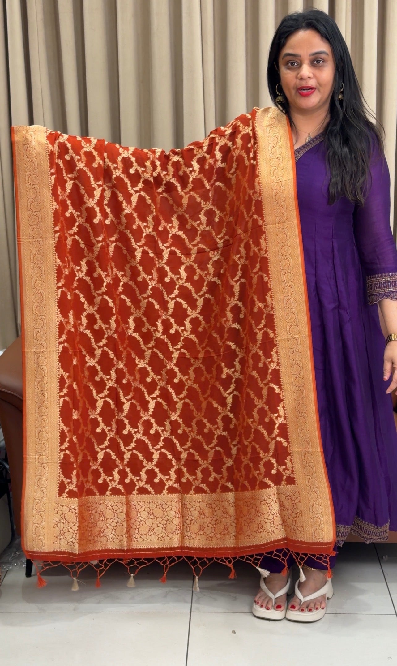 VISCOSE BANARASI DUPATTA - IHA 34189