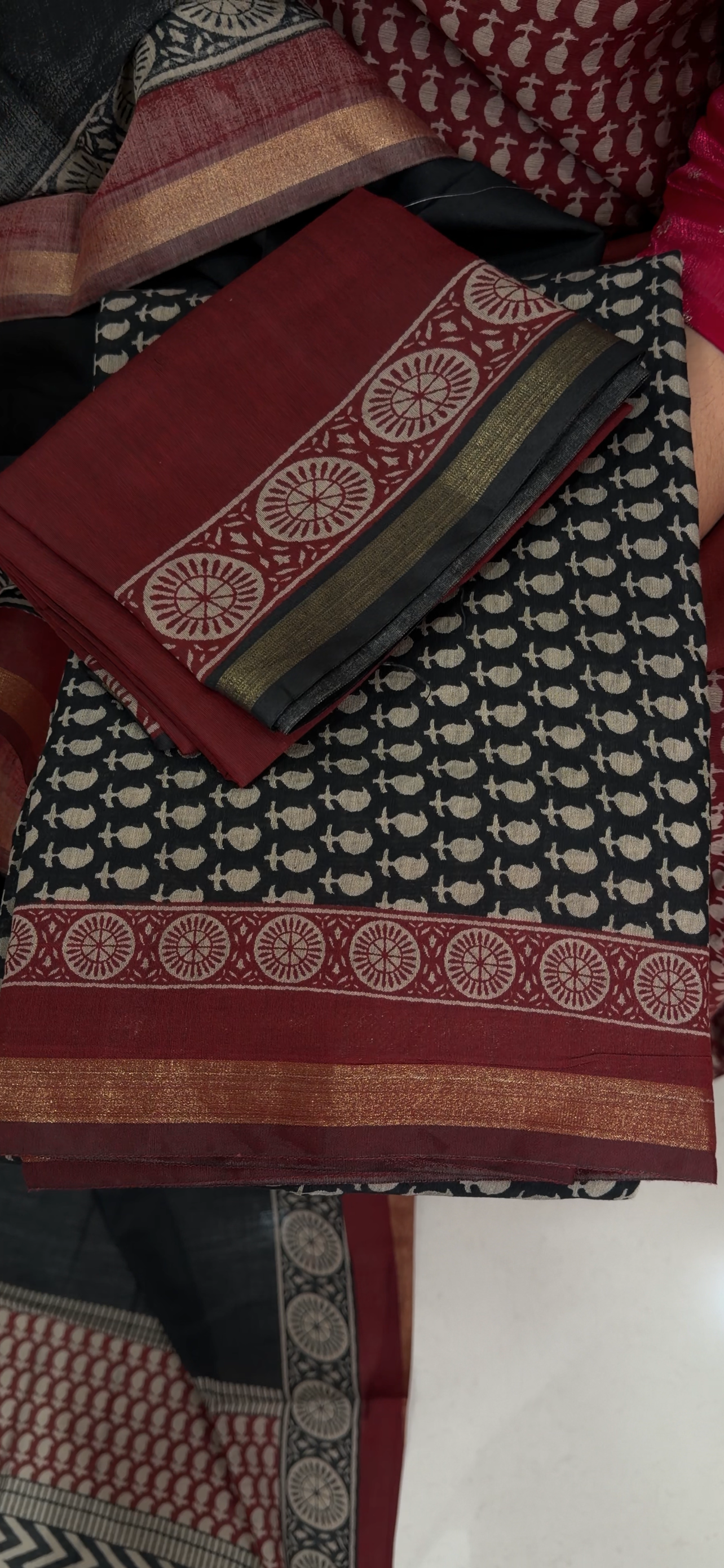 HANDLOOM UNSTITCHED SALWRA SUITS - IHA 34041