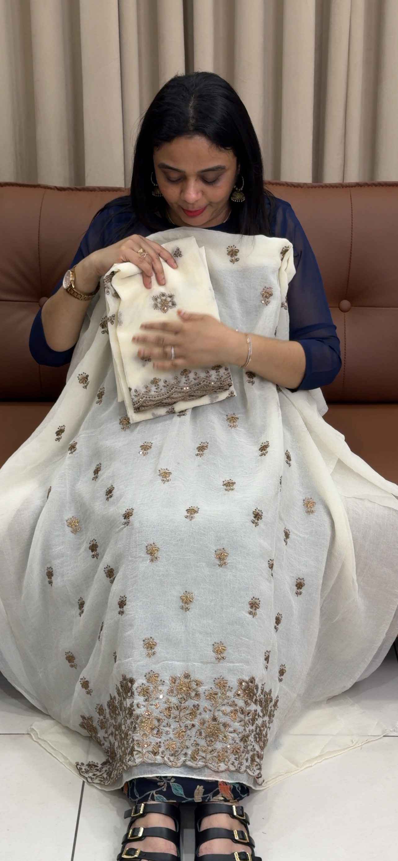 CRUSHED CHIFFON UNSTITCHED SALWAR SUITS - IHA 33967