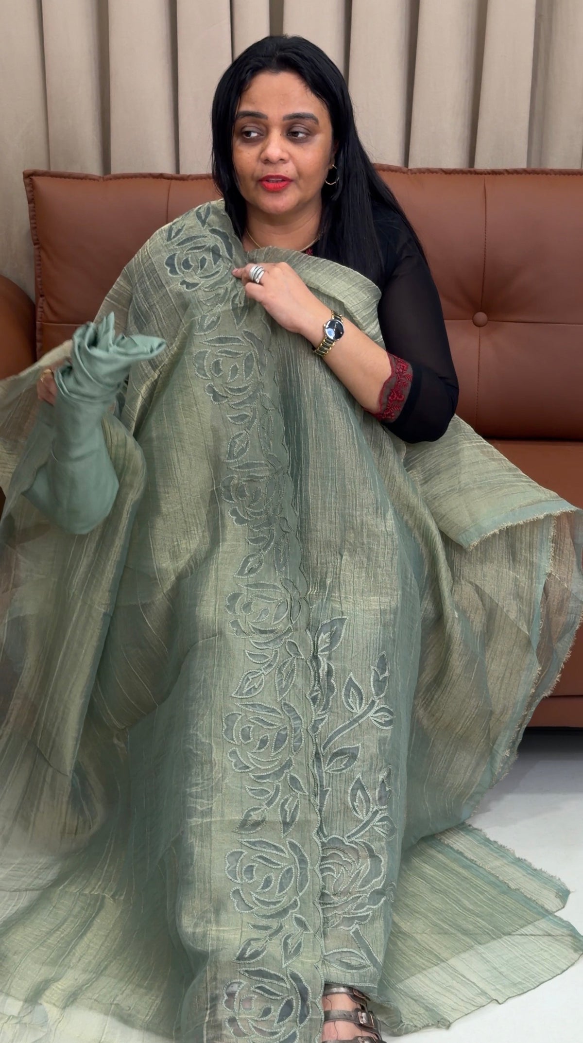 TISSUE UNSTITCHED SALWAR SUITS - IHA 35830