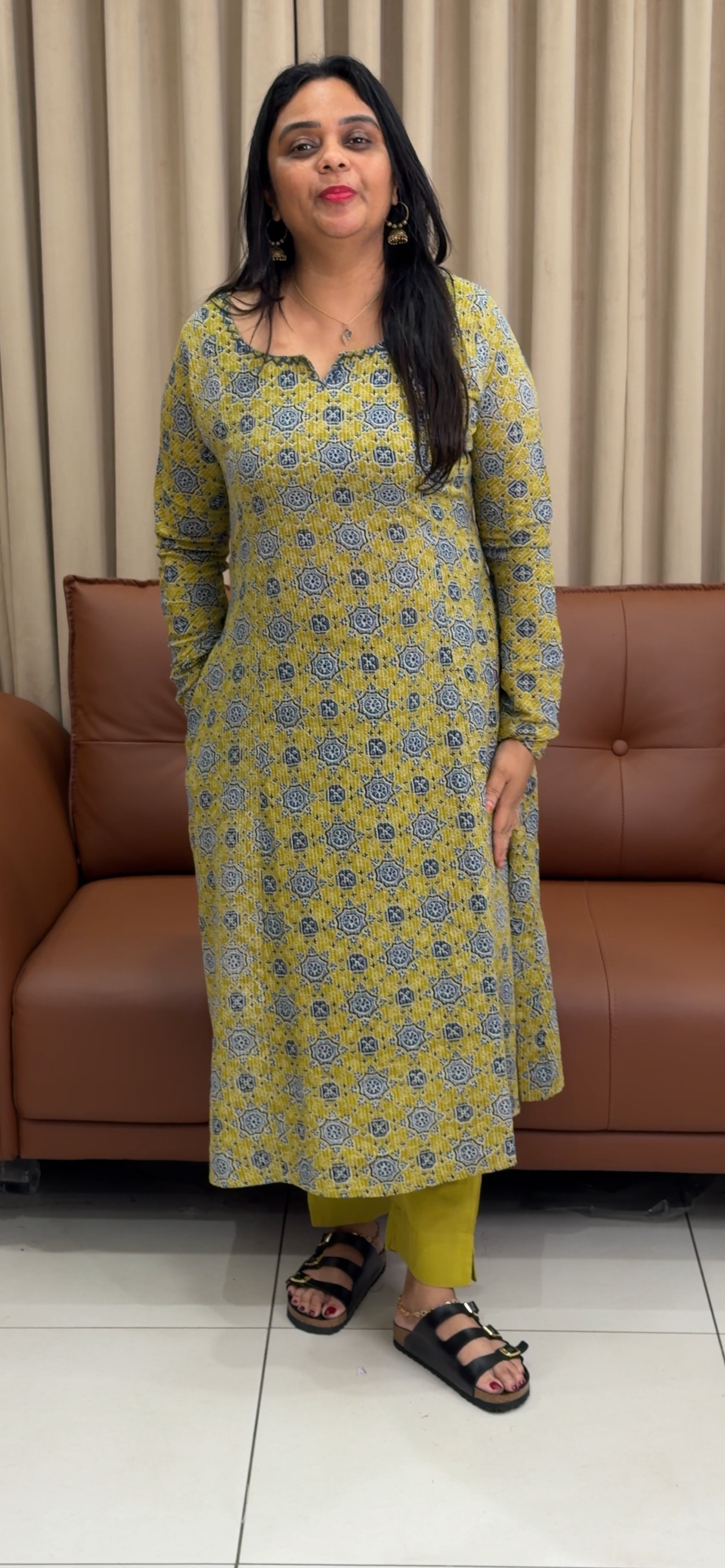 PRINTED COTTON ALINE TOP AND BOTTOM - IHA 34022