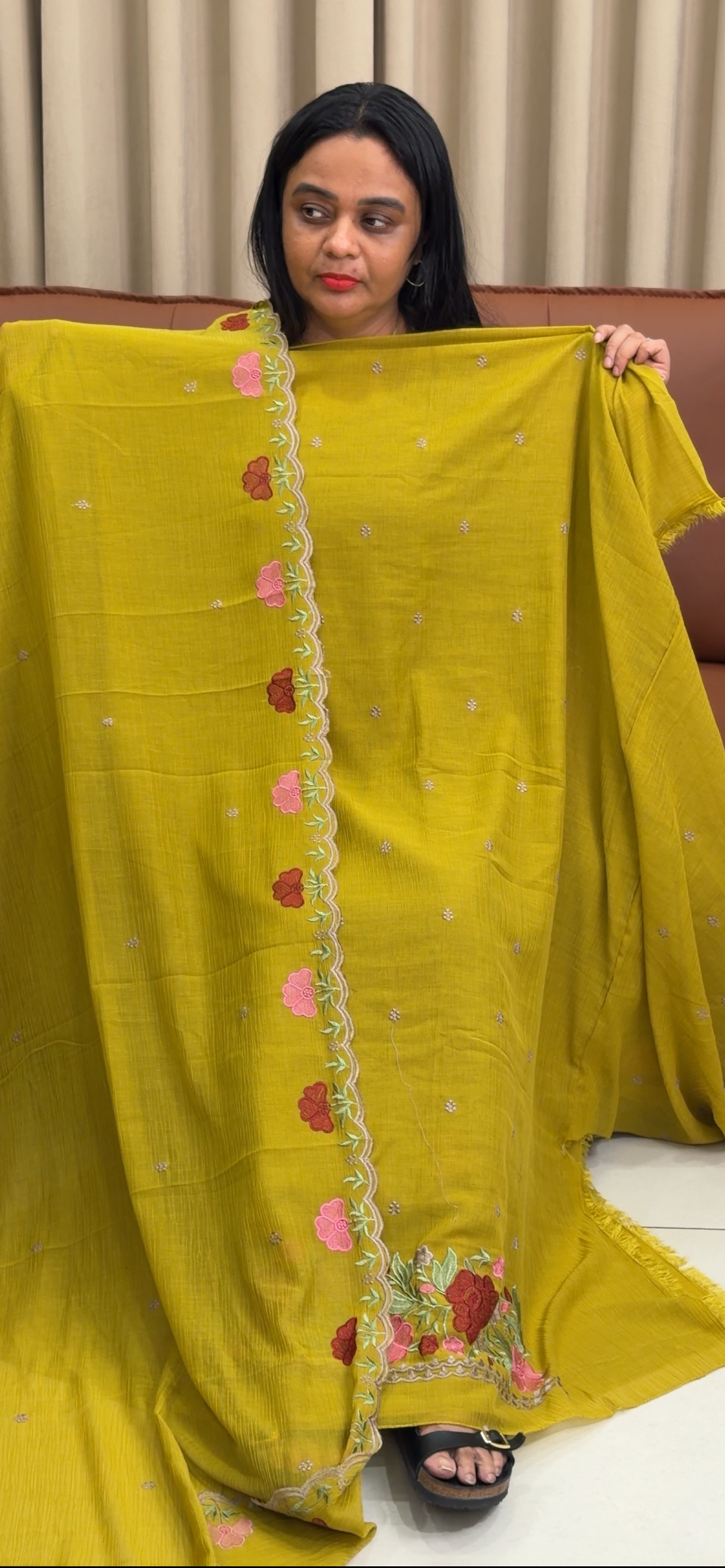 MUL CRUSHED UNSTITCHED SALWAR SUITS - IHA 35259