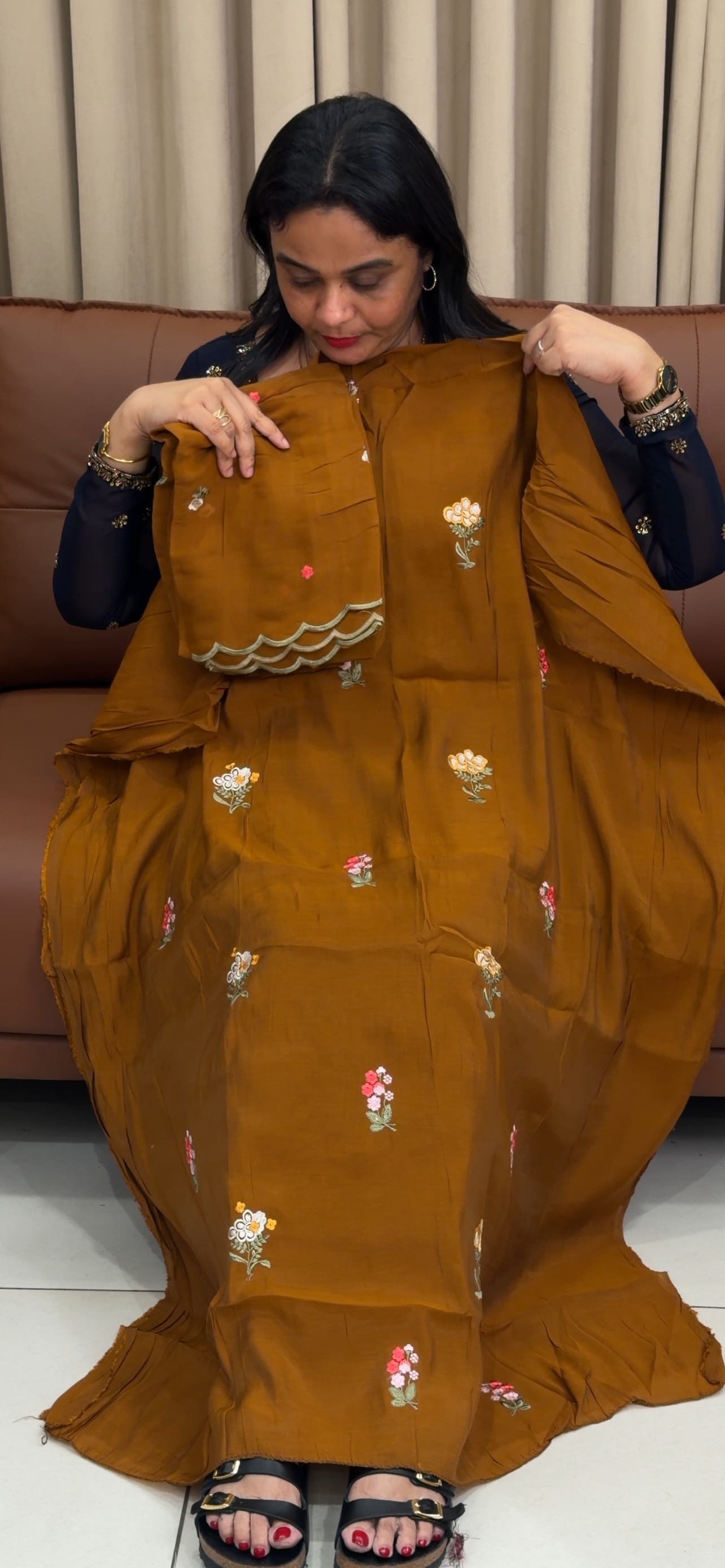 MALAI CHANDERI UNSTITCHED SALWAR SUITS - IHA 34241