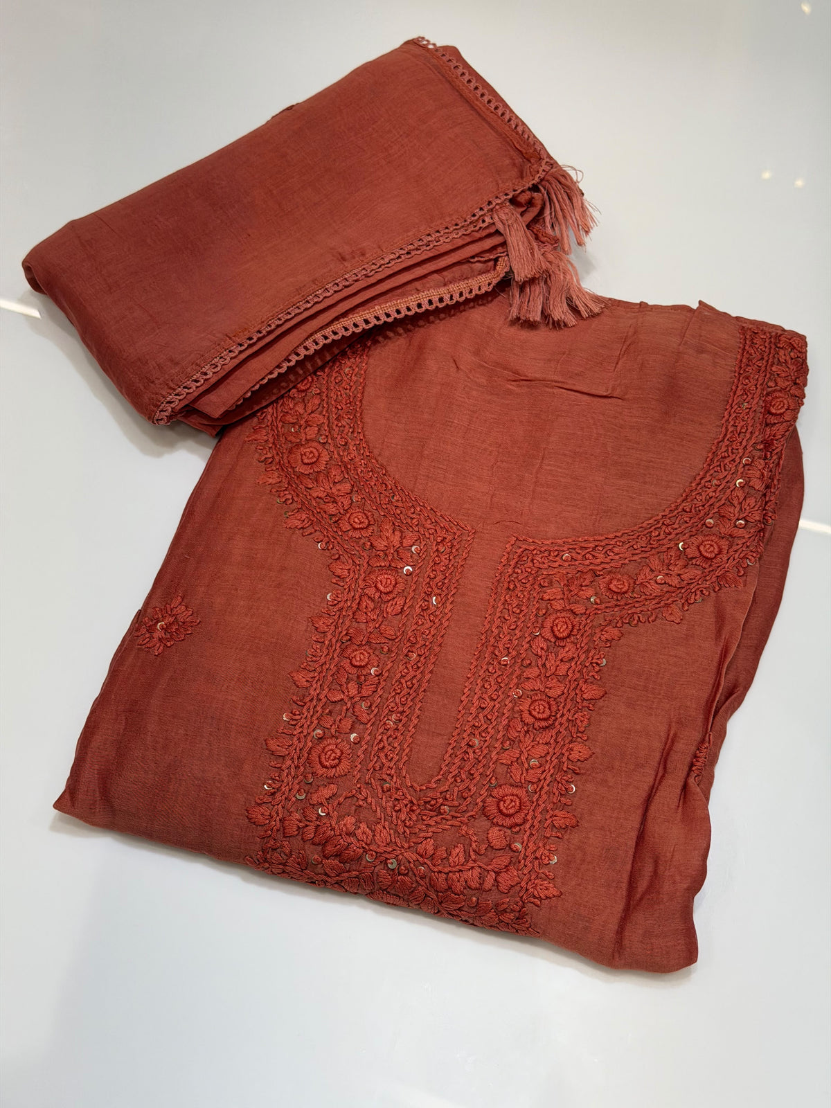 CHIKANKARI UNSTITCHED SALWAR SUIST - IHA 35968