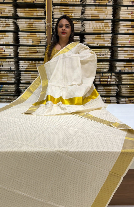 BUDGET BUY KERALA CREAM  SAREES - IHA 24258