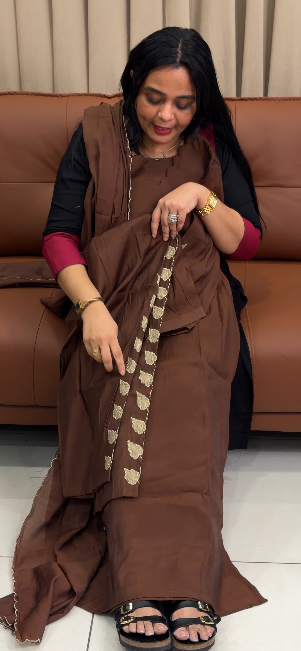 MUL CHANDERI TOP, BOTTOM AND DUPATTA - IHA 35307