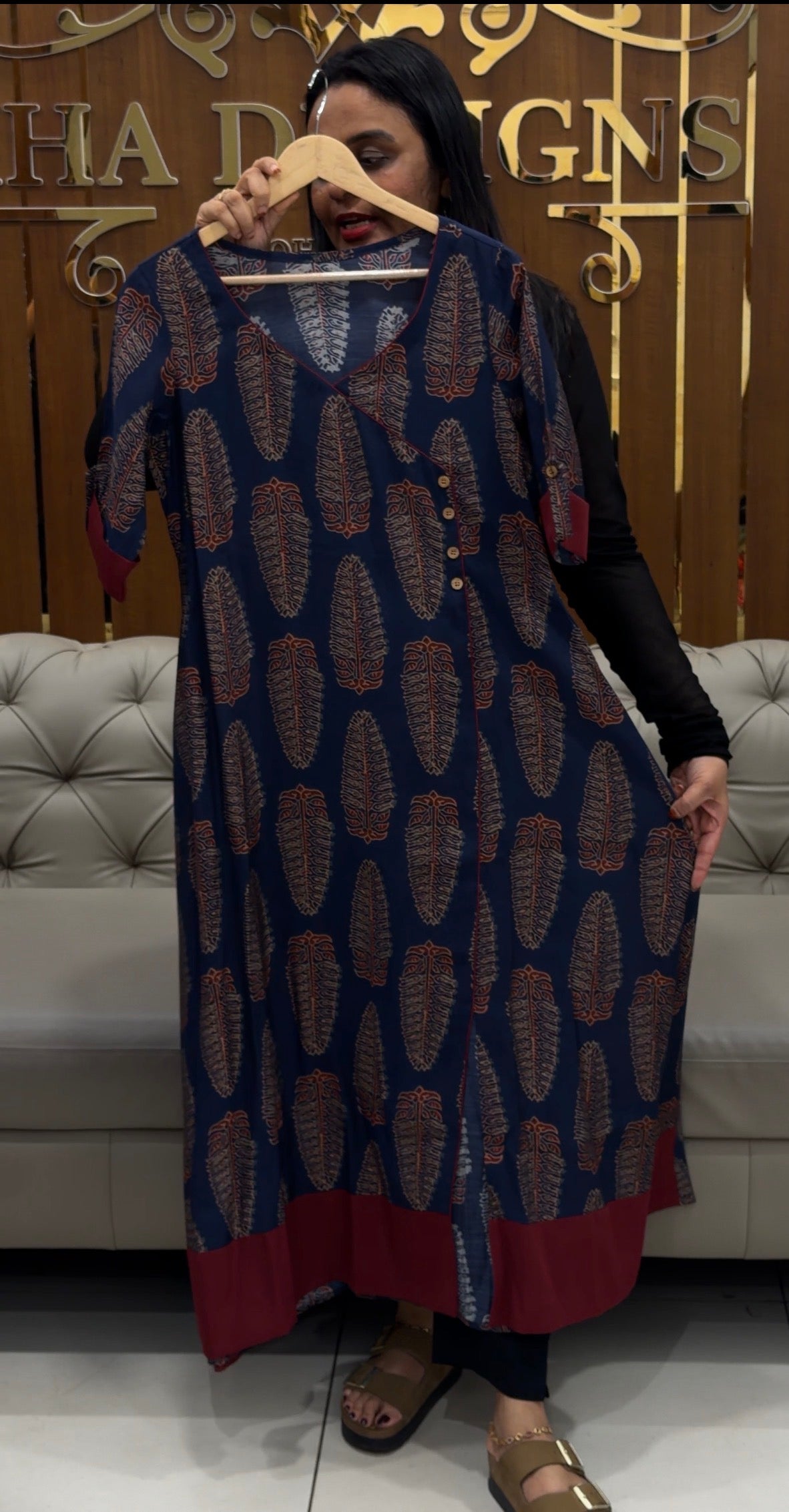 IHA'S IN-HOUSE PRINTED MUSLIN ALINE TOPS - IHA 33252