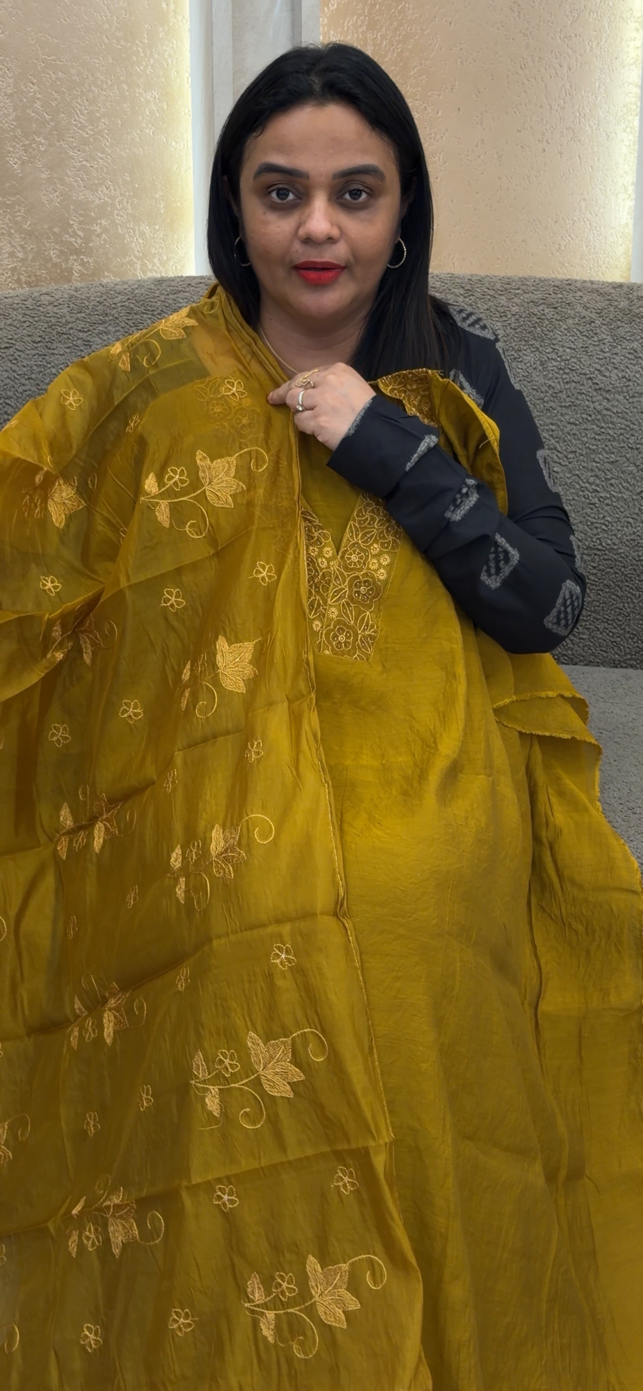 HAND WORKED UNSTITCHED SALWAR SUITS - IHA 32896