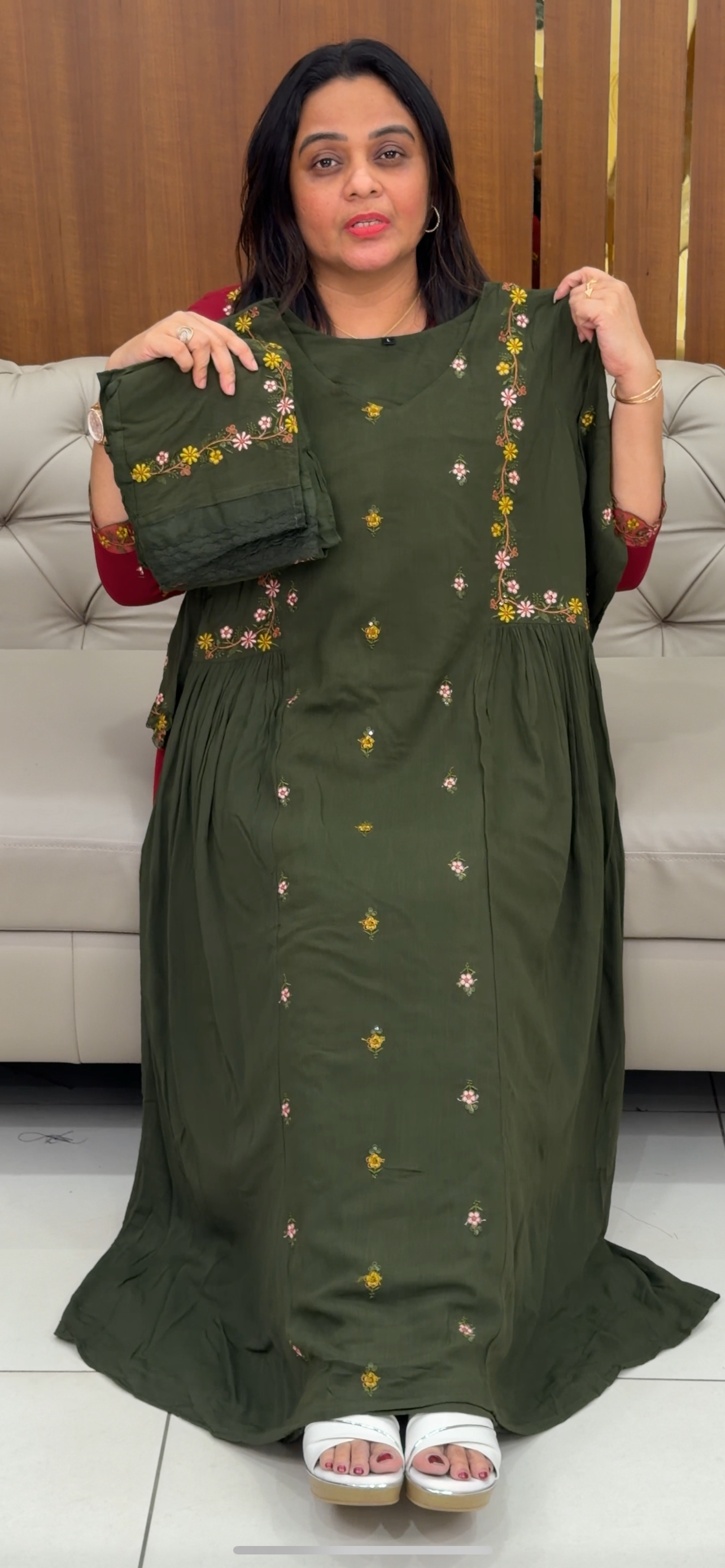 CRUSHED RAYON TOP, BOTTOM AND DUPATTA - IHA 29314