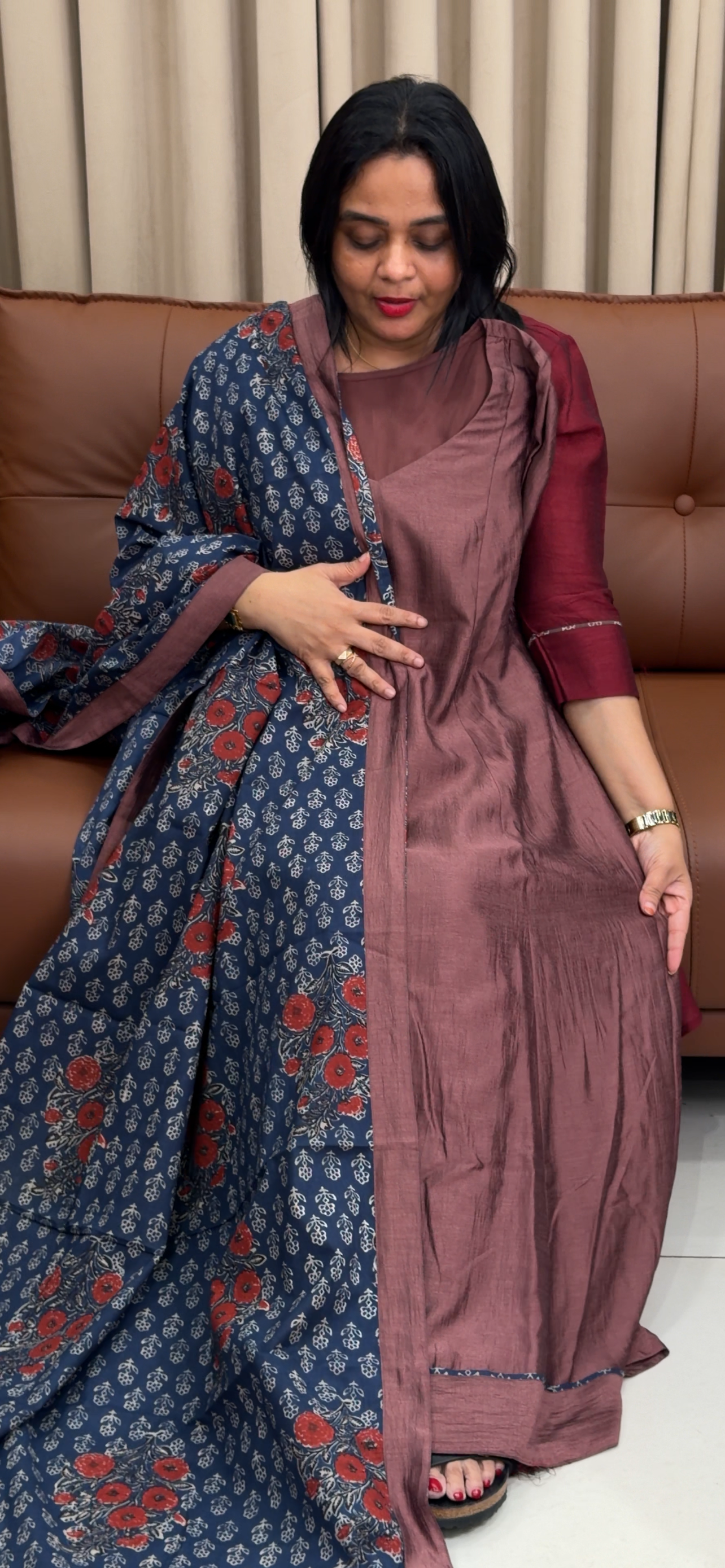 IHA'S IN-HOUSE SEMI RAW SILK ALINE TOP AND DUPATTA - IHA 34242