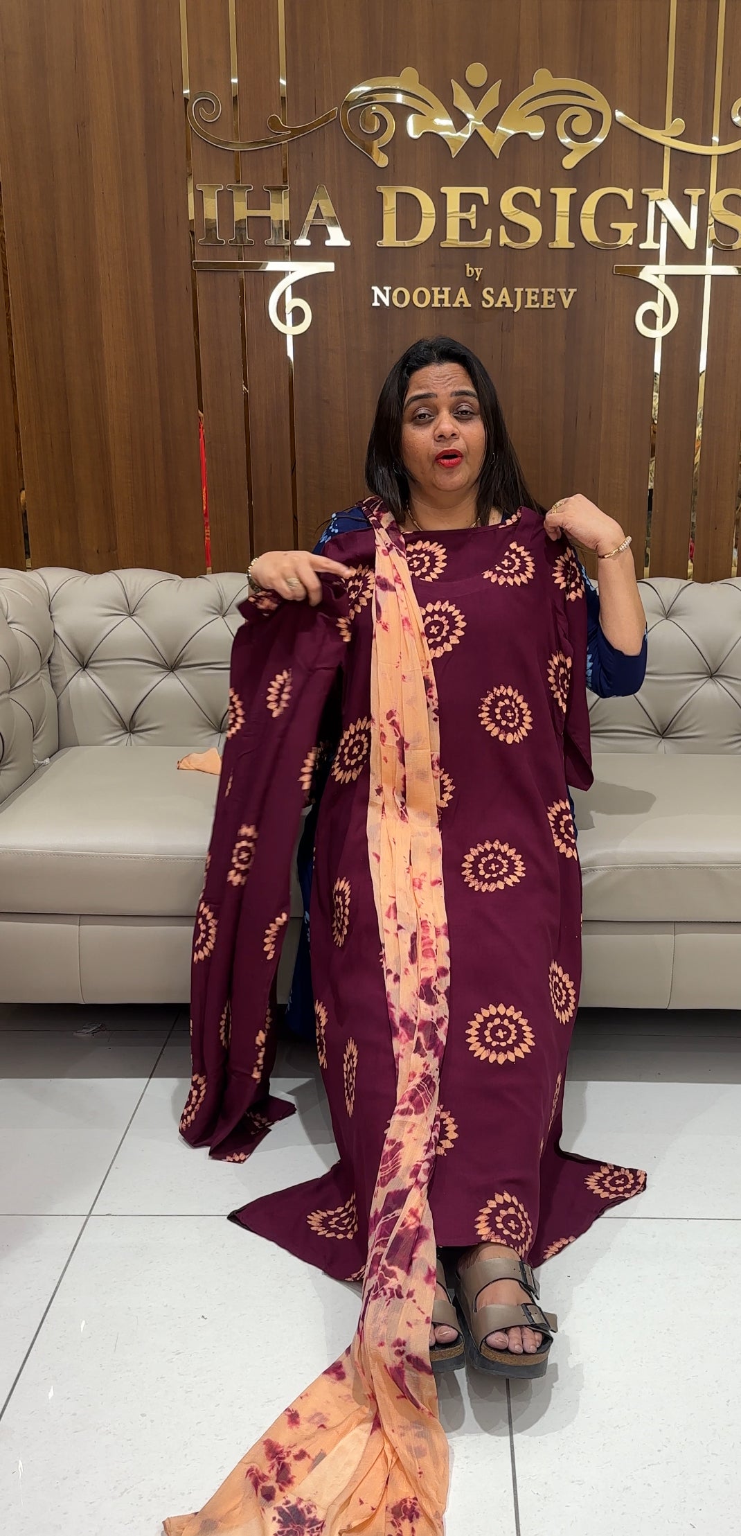 BATIK PRINTED RAYON  TOP,BOTTOM AND DUPATTA - IHA 28993