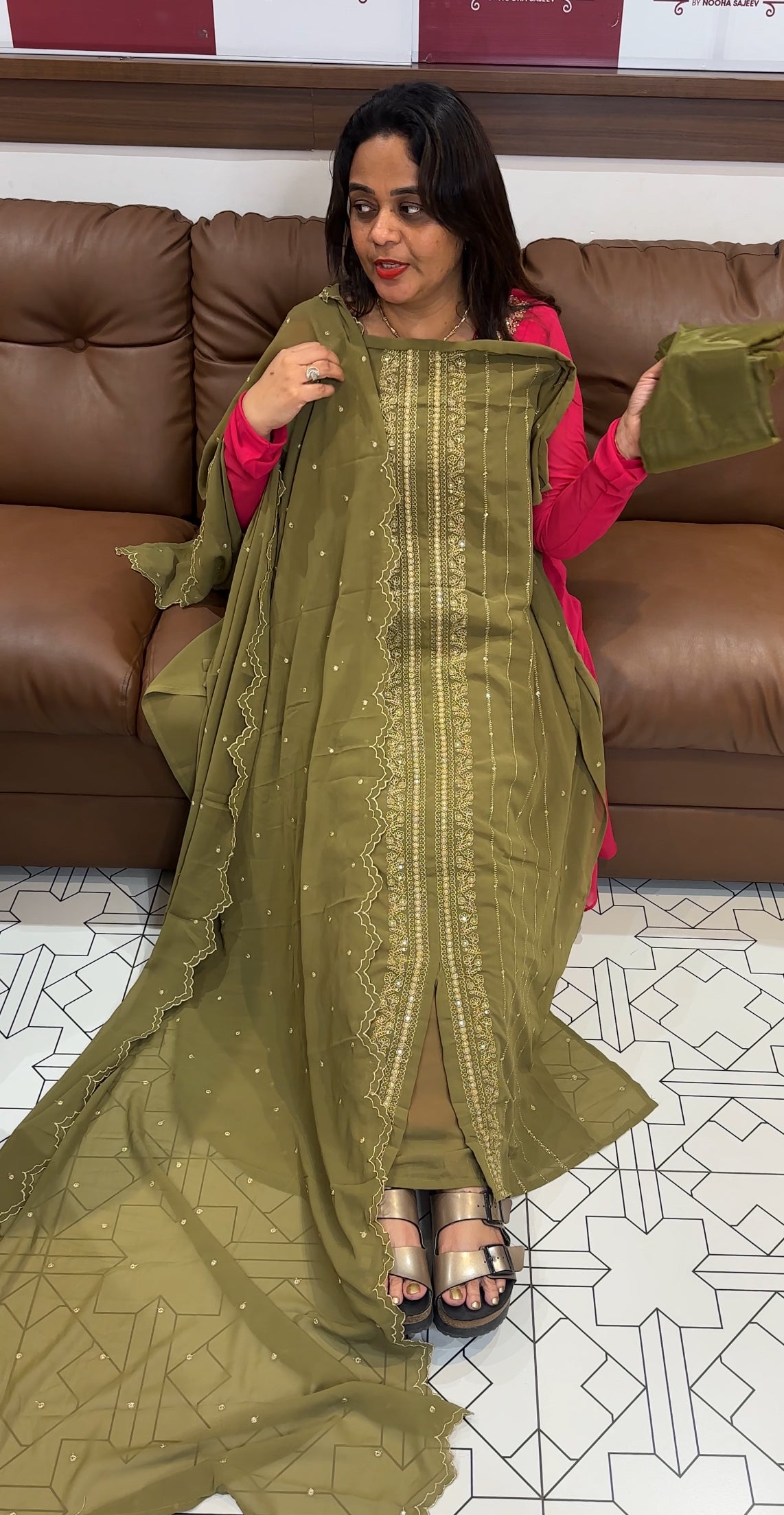 FAUX GEORGETTE UNSTITCHED SALWAR SUITS - IHA 23534