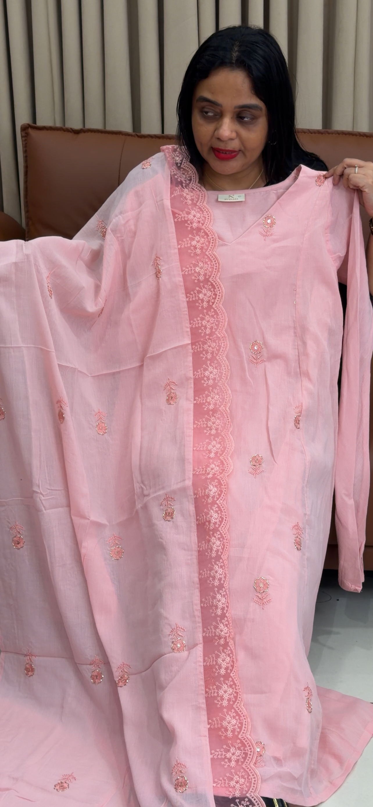 CRUSHED RAYON TOP, BOTTOM AND DUPATTA - IHA 34389