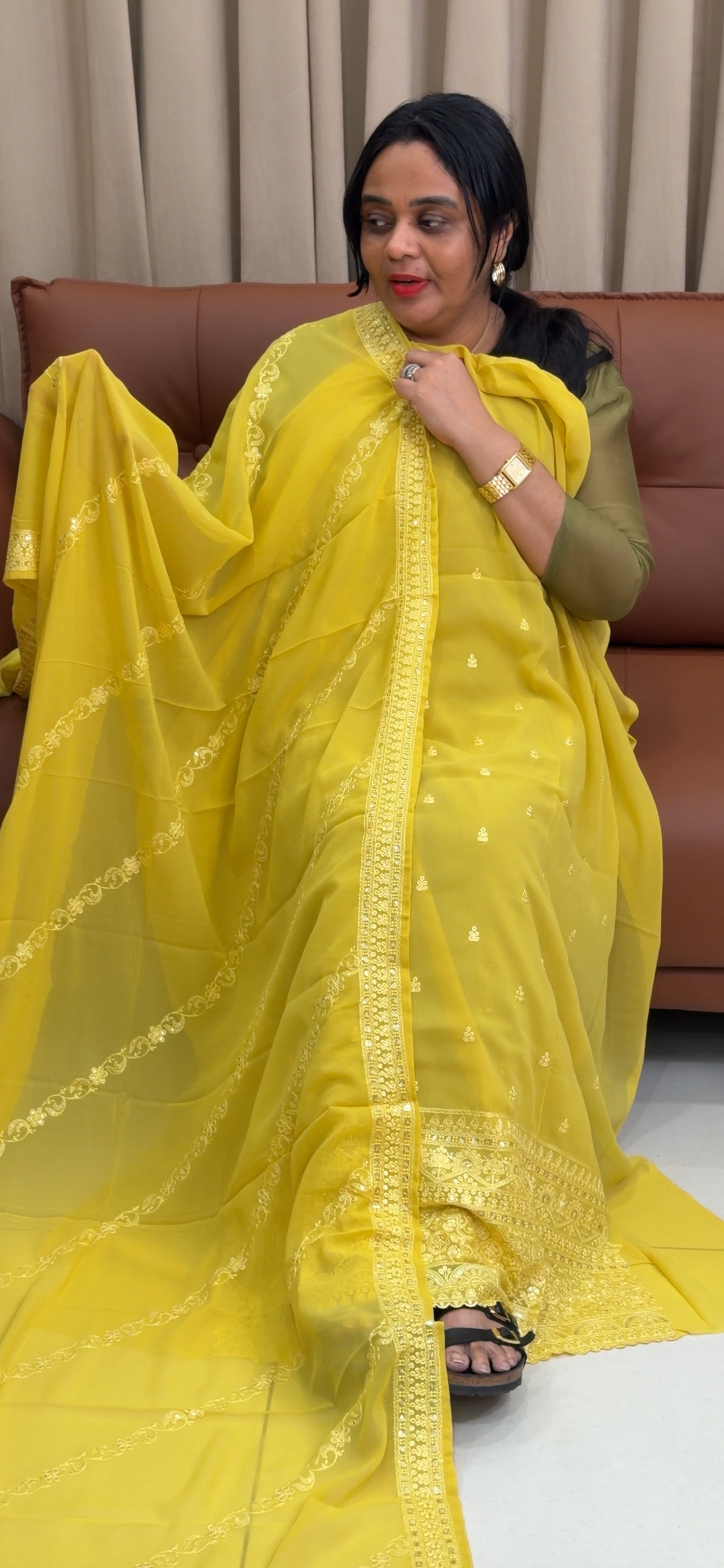 CHIKANKARI UNSTITCHED SALWAR SUITS - IHA 35371