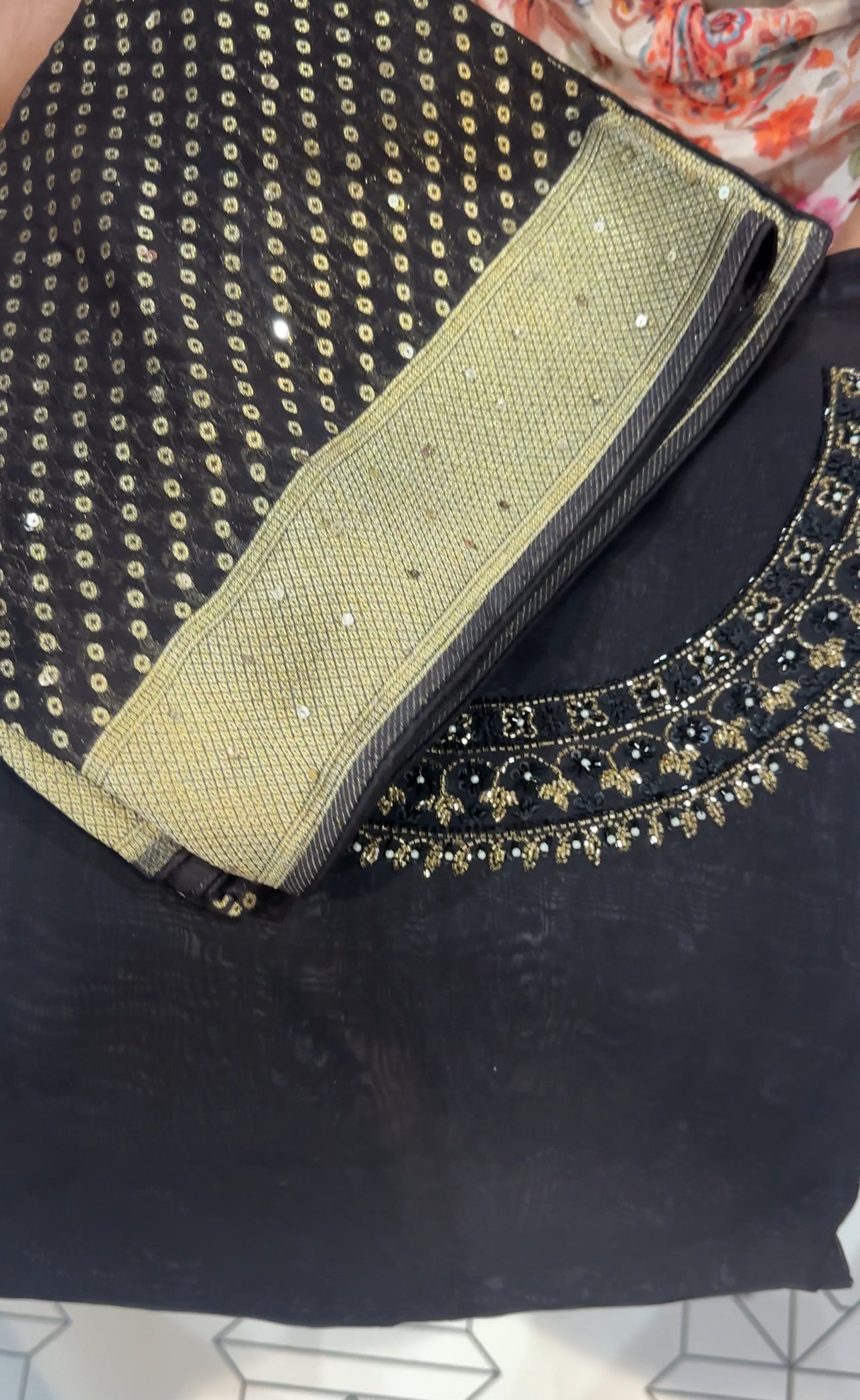 HAND  WORKED ORGANZA UNSTITCHED SALWAR SUITS - IHA 26152