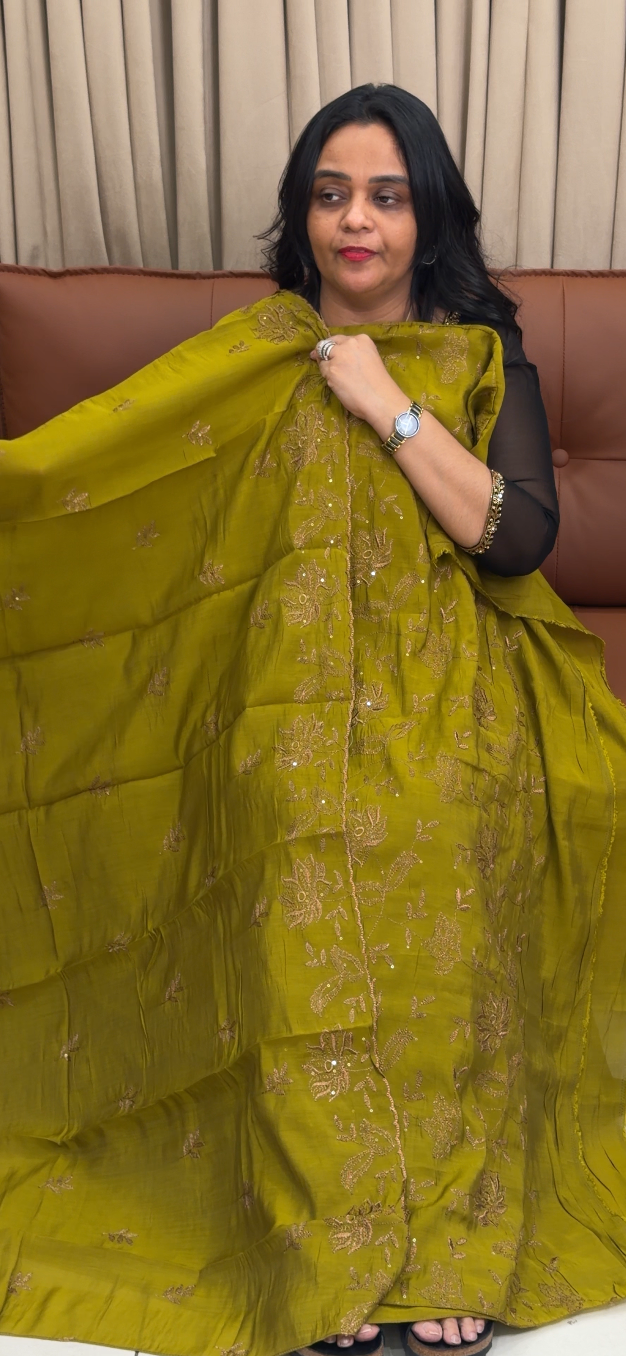 MALAI CHANDERI UNSTITCHED SALWAR SUITS - IHA 35052