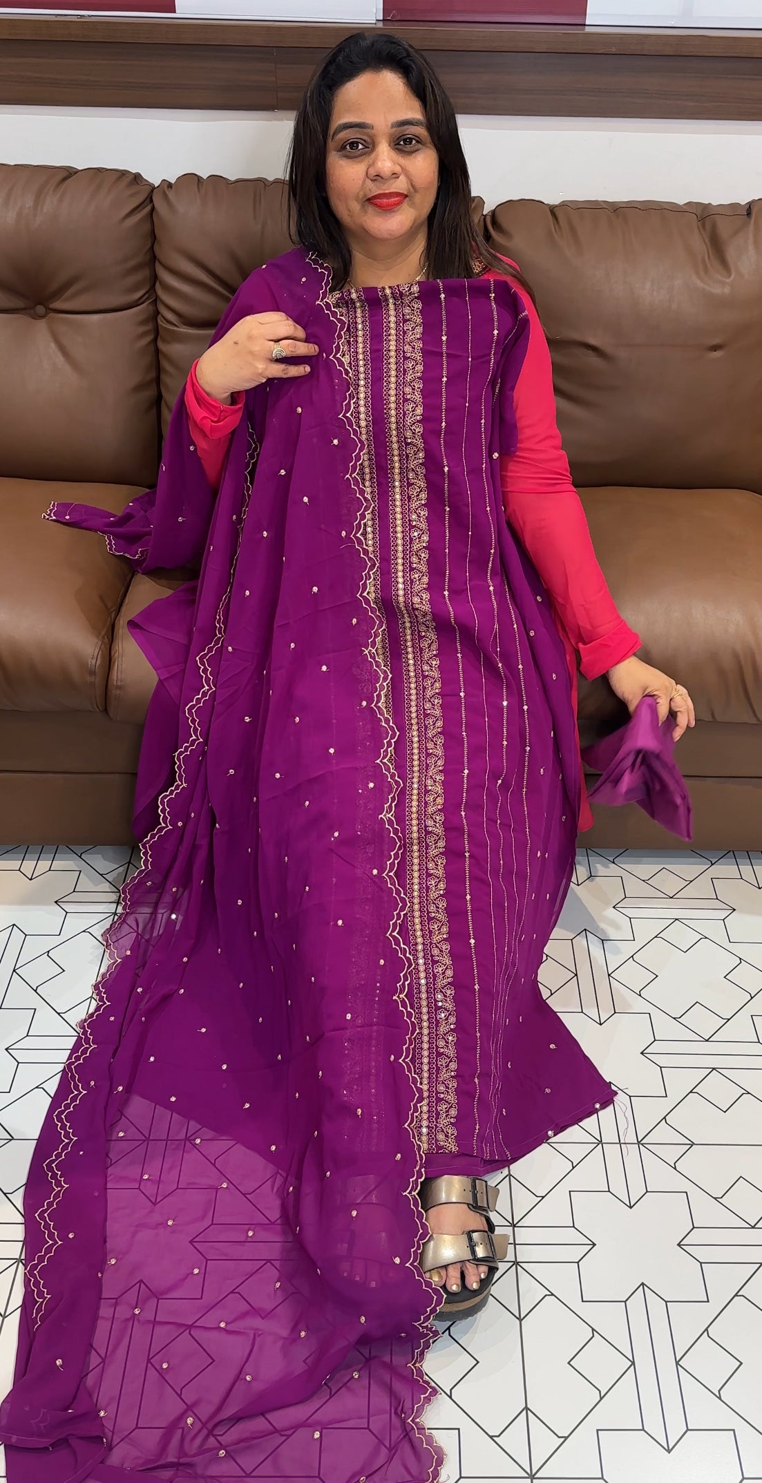 FAUX GEORGETTE UNSTITCHED SALWAR SUITS - IHA 23534