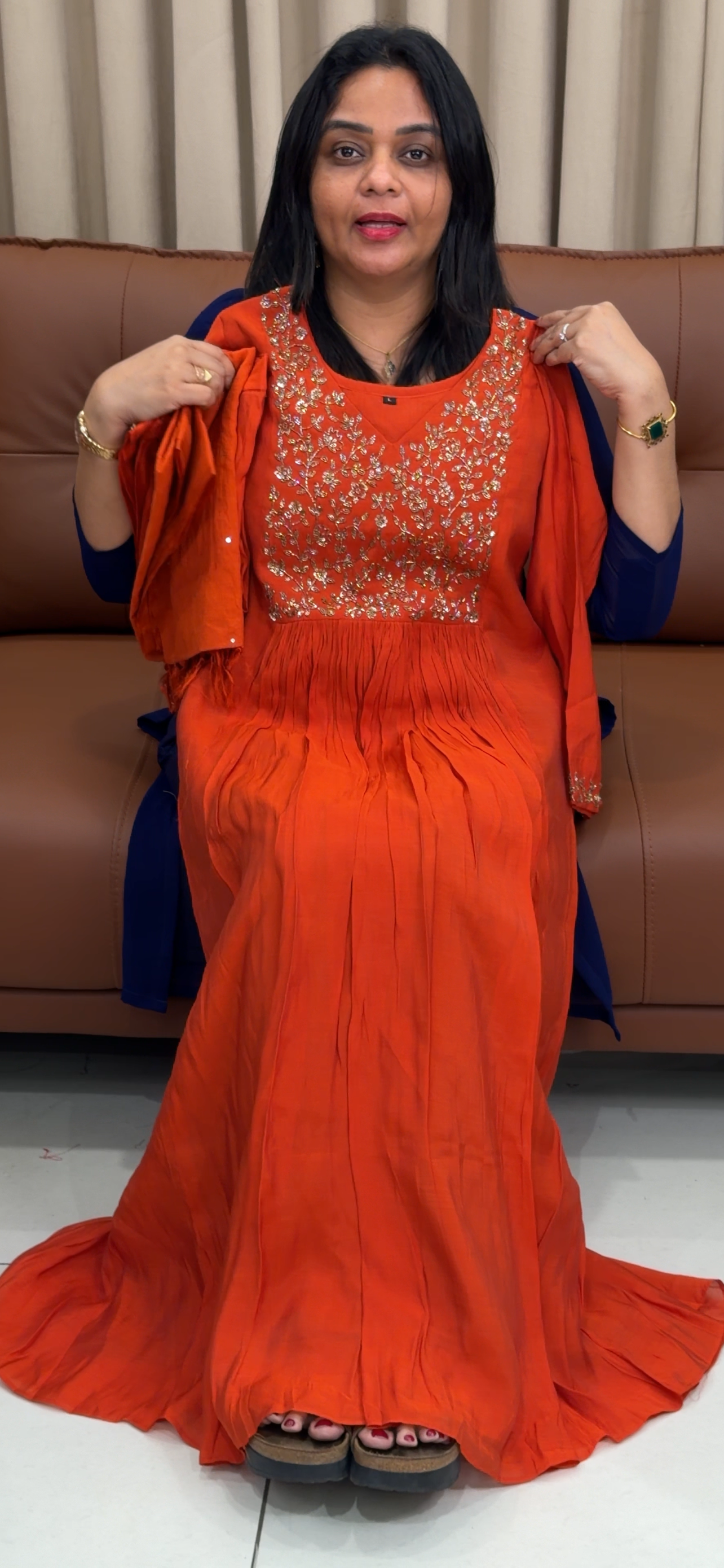 MUL CHANDERI ALINE TOP, BOTTOM AND DUPATTA - IHA 33645
