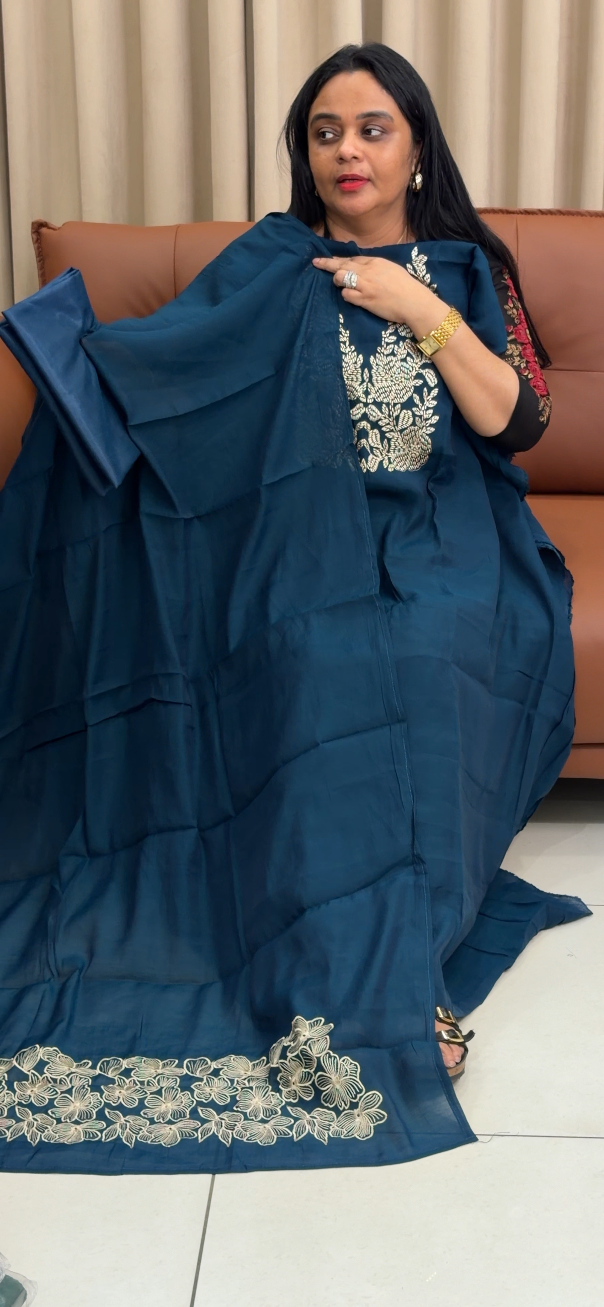 SILK LINEN UNSTITCHED SALWAR SUITS - IHA 35350