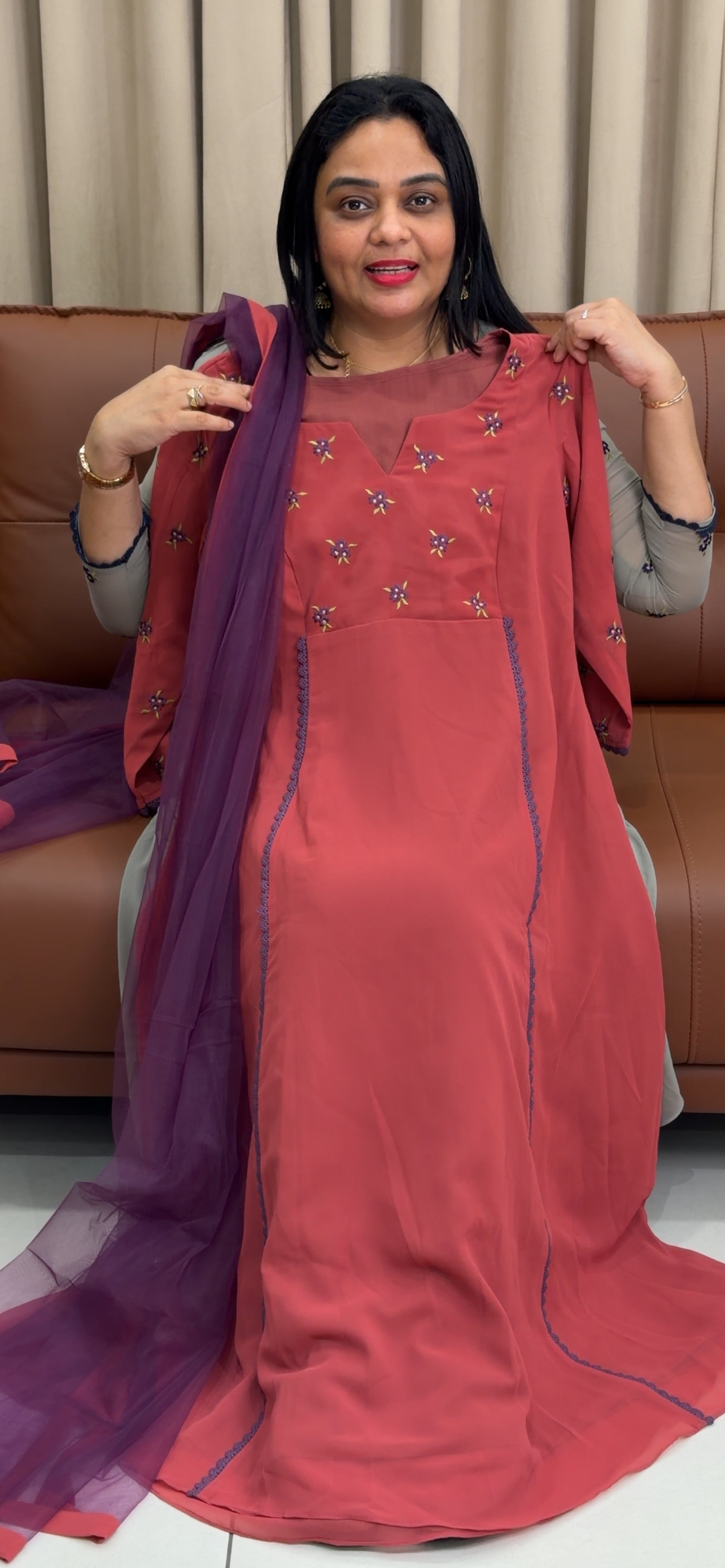 IHA'S IN-HOUSE FAUX GEORGETTE ALINE TOP AND DUPATTA - IHA 33994