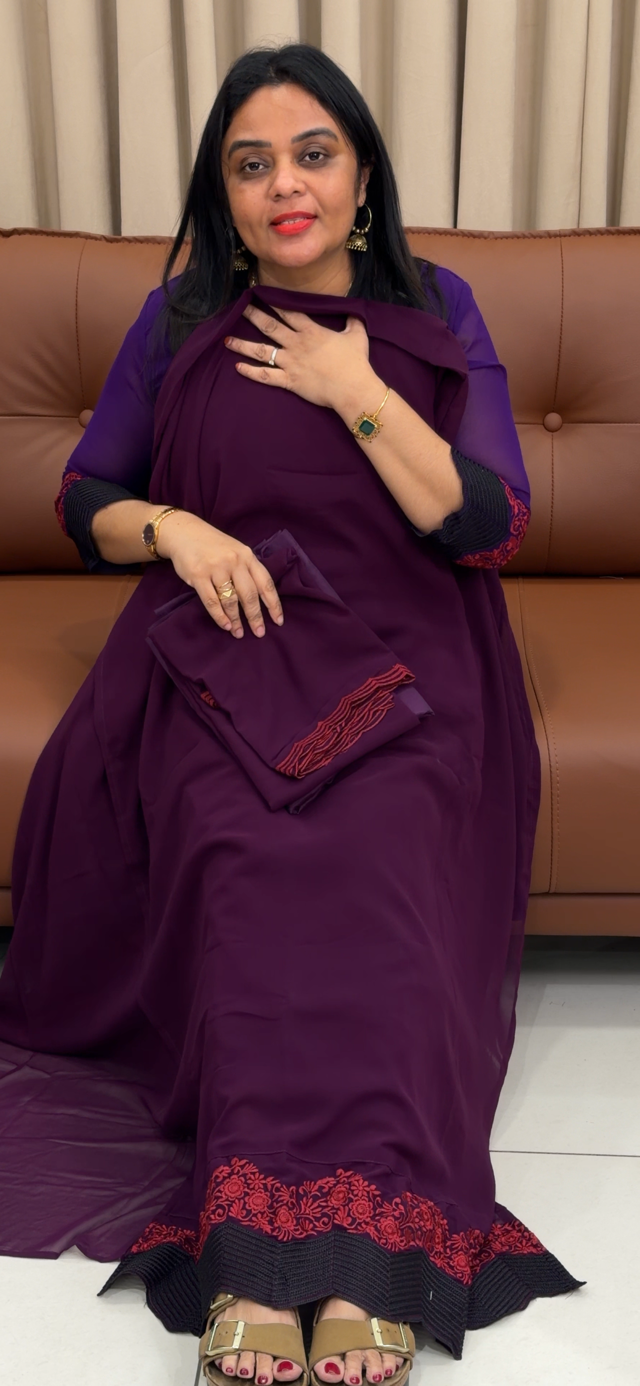 IHA'S IN-HOUSE SLITTED TOP, BOTTOM AND DUPATTA - IHA 33640