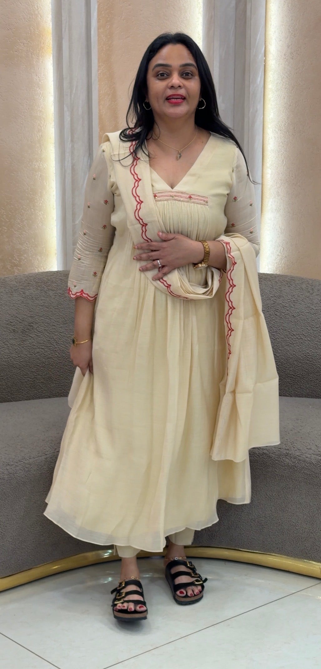 IHA'S IN-HOUSE MALAI CHANDERI TOP,BOTTOM AND DUPATTA - IHA 34342