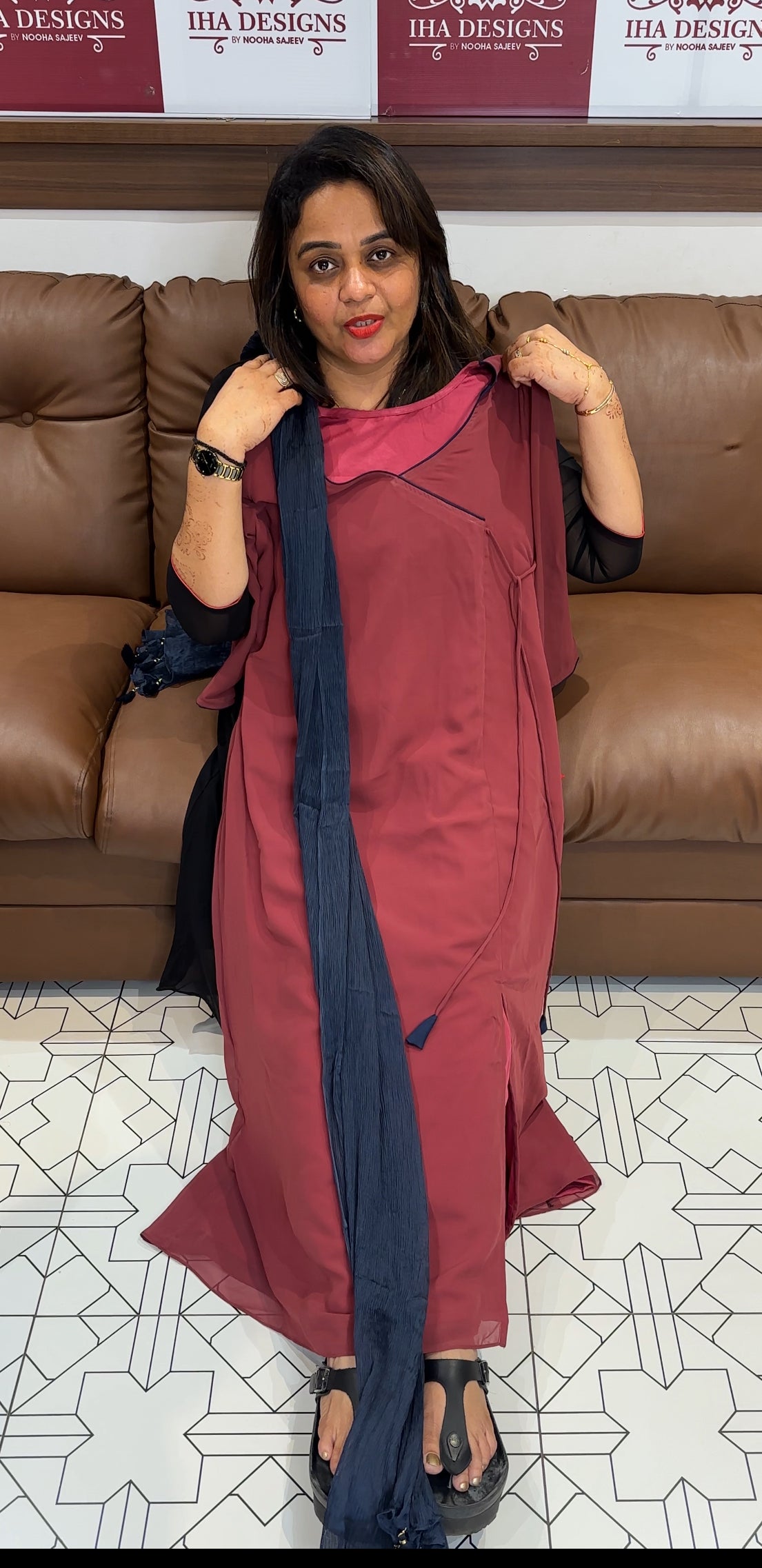 IHA'S IN - HOUSE GEORGETTE ALINE TOP DUPATTA - IHA 23922