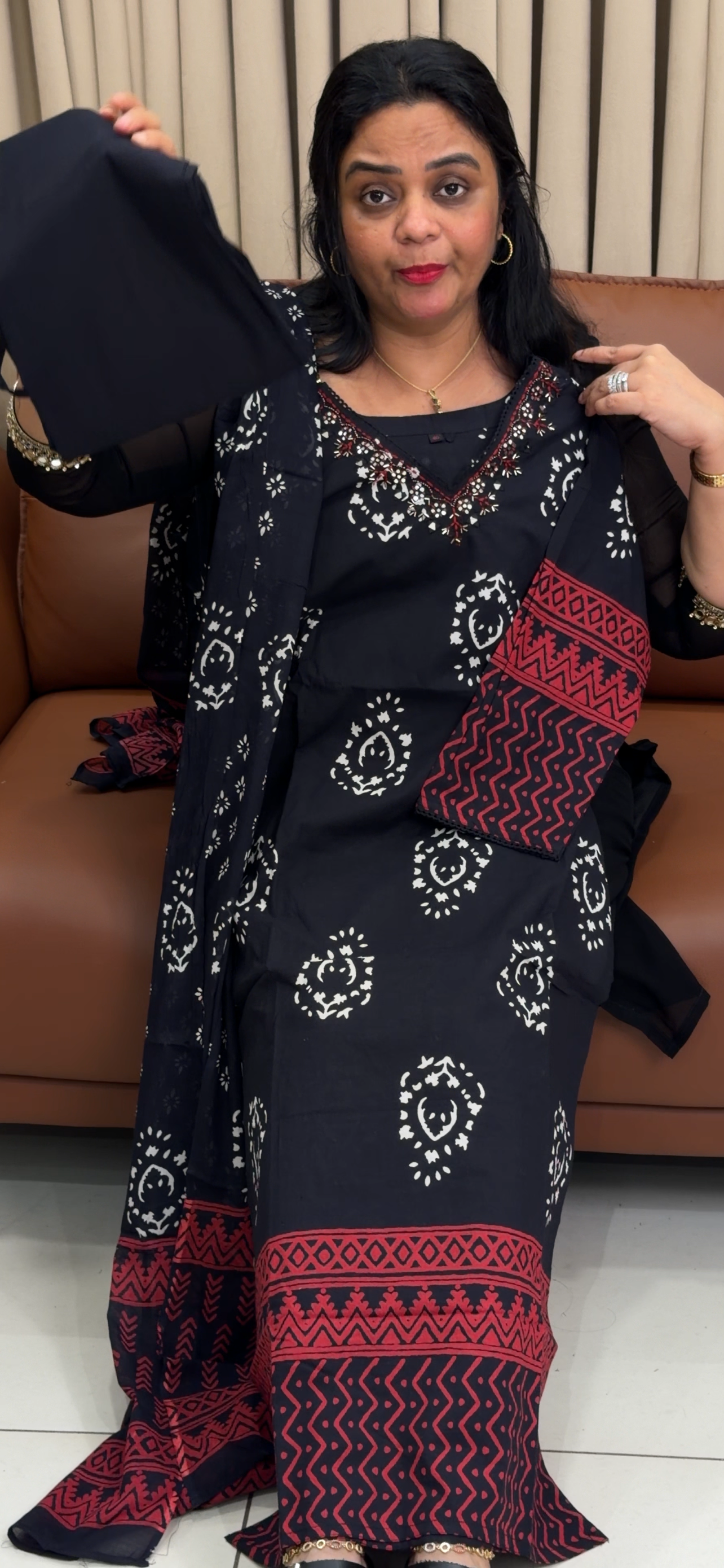 COTTON TOP , BOTTOM AND DUPATTA - IHA 34627
