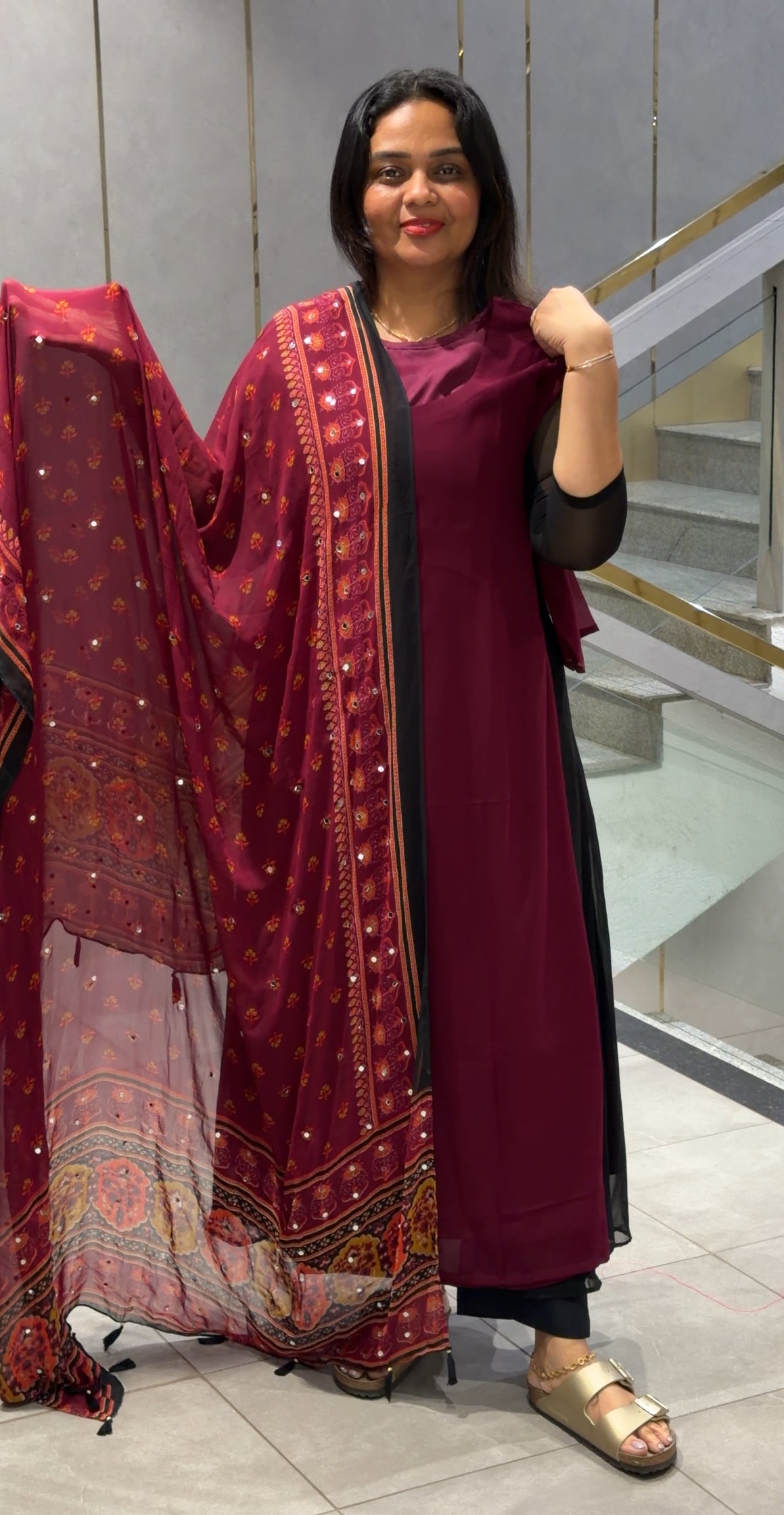 IHA'S IN-HOUSE GEORGETTE ALINE TOP AND DUPATTA - IHA 33972