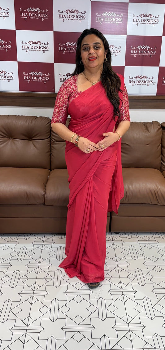 IHA'S IN-HOUSE PLATINUM CHIFFON SAREES - IHA 24607