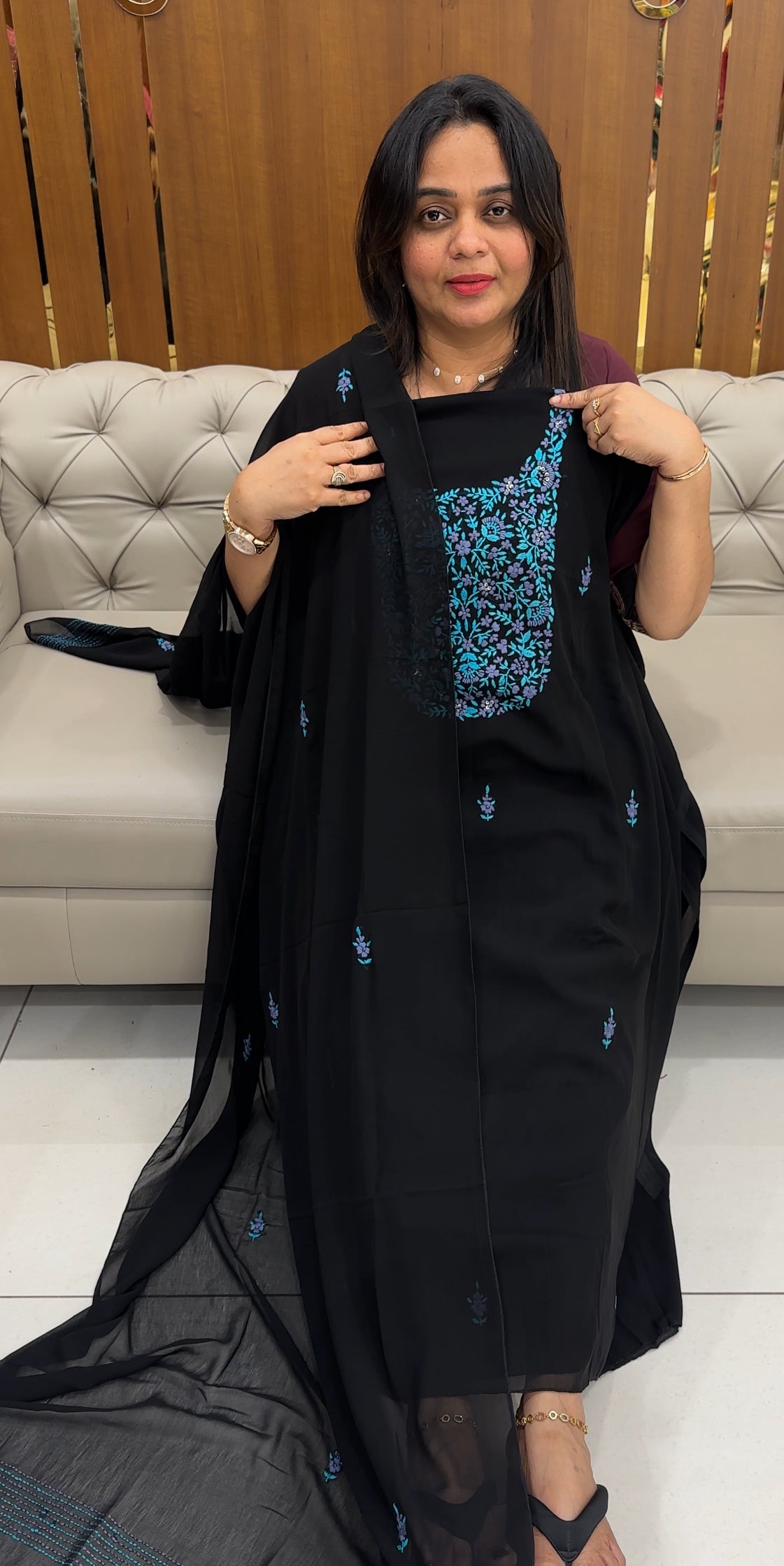 FAUX GEORGETTE UNSTITCHED SALWARSUITS - IHA 32783