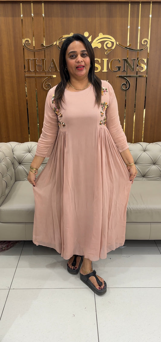 HAND WORKED GEORGETTE ALINE TOPS - IHA 25788