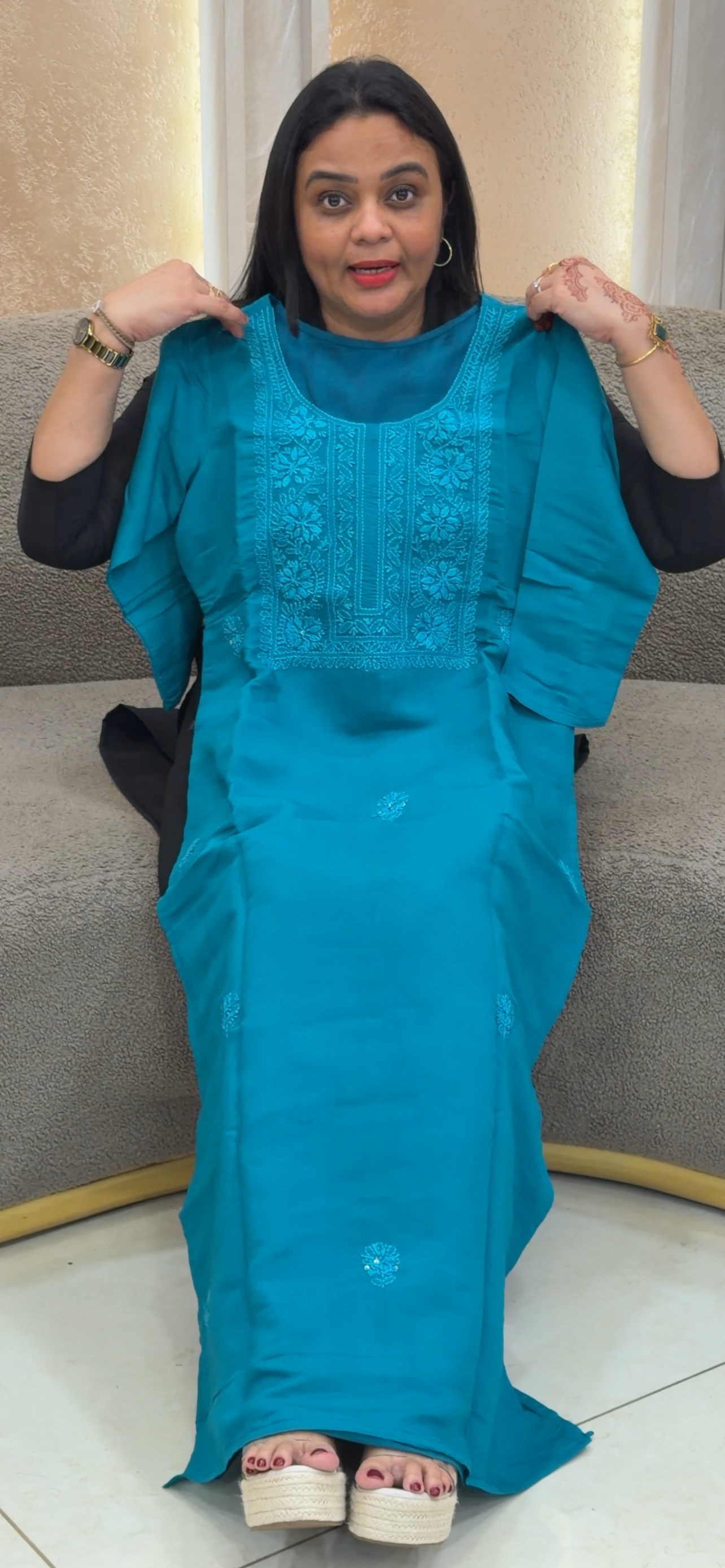 IHA'S IN HOUSE CHIKANKARI SLITTED TOPS - IHA 32978