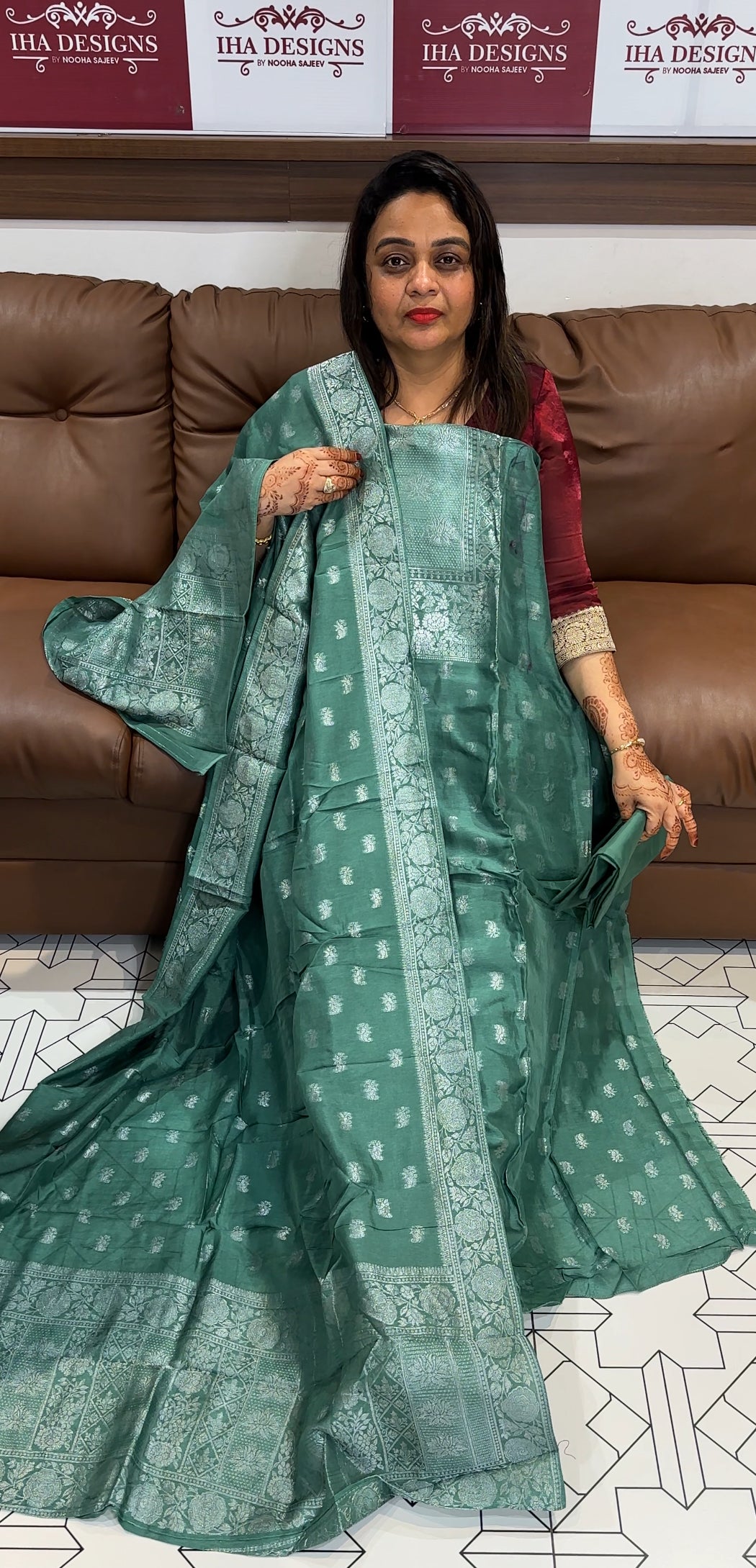 SILK BANARSI UNSTITCHED SALWAR SUITS - IHA 23708