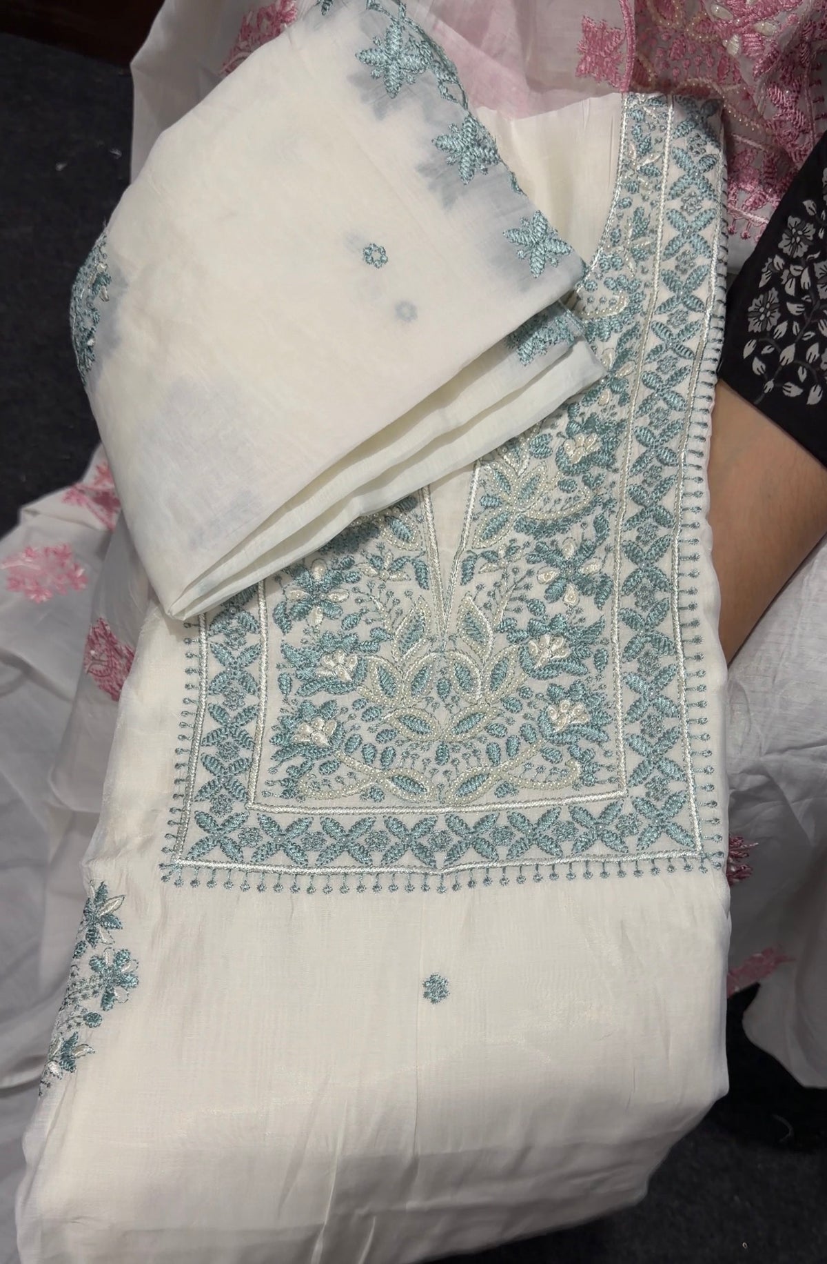MUL CHANDERI UNSTITCHED SALWAR SUITS - IHA 36074