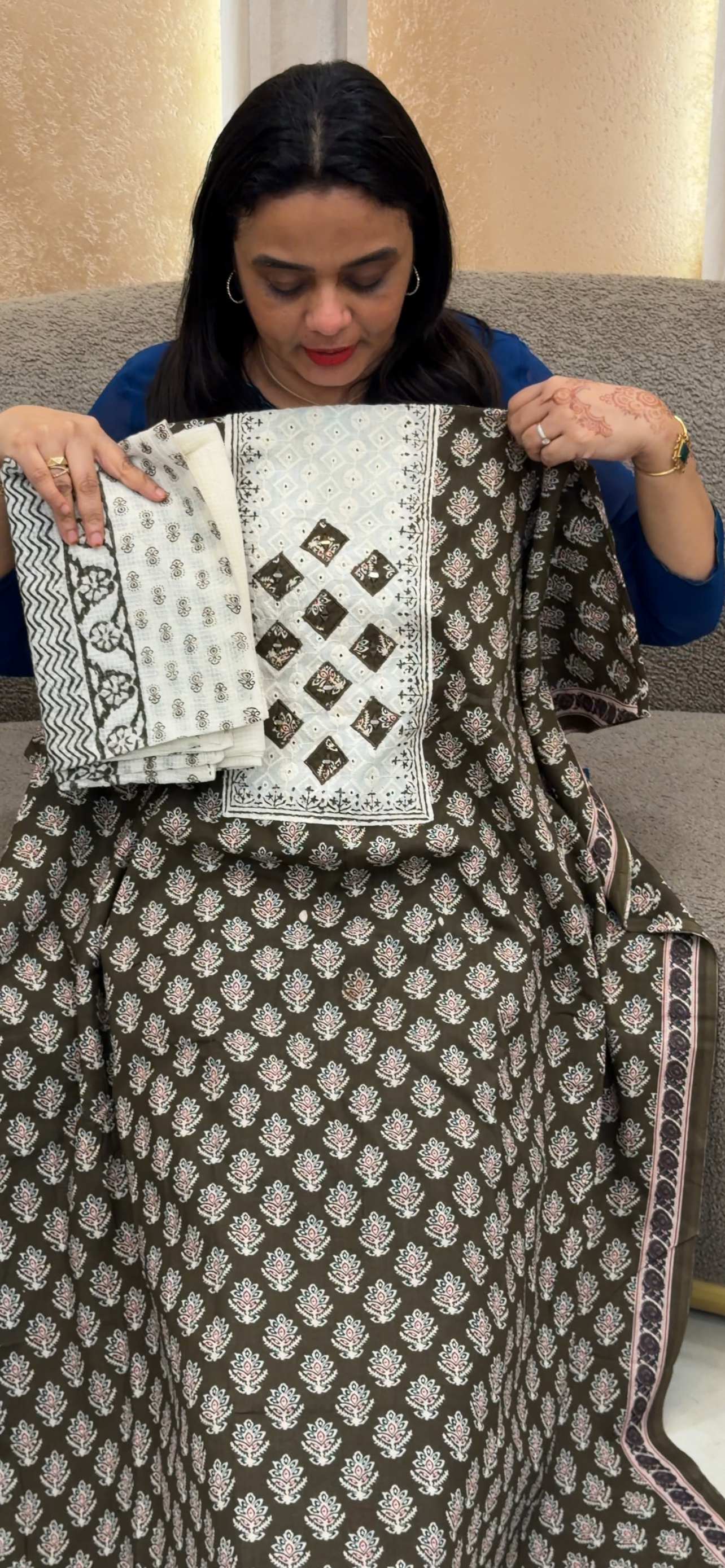 COTTON AJRAKH UNSTITCHED SALWAR SUITS - IHA 33100