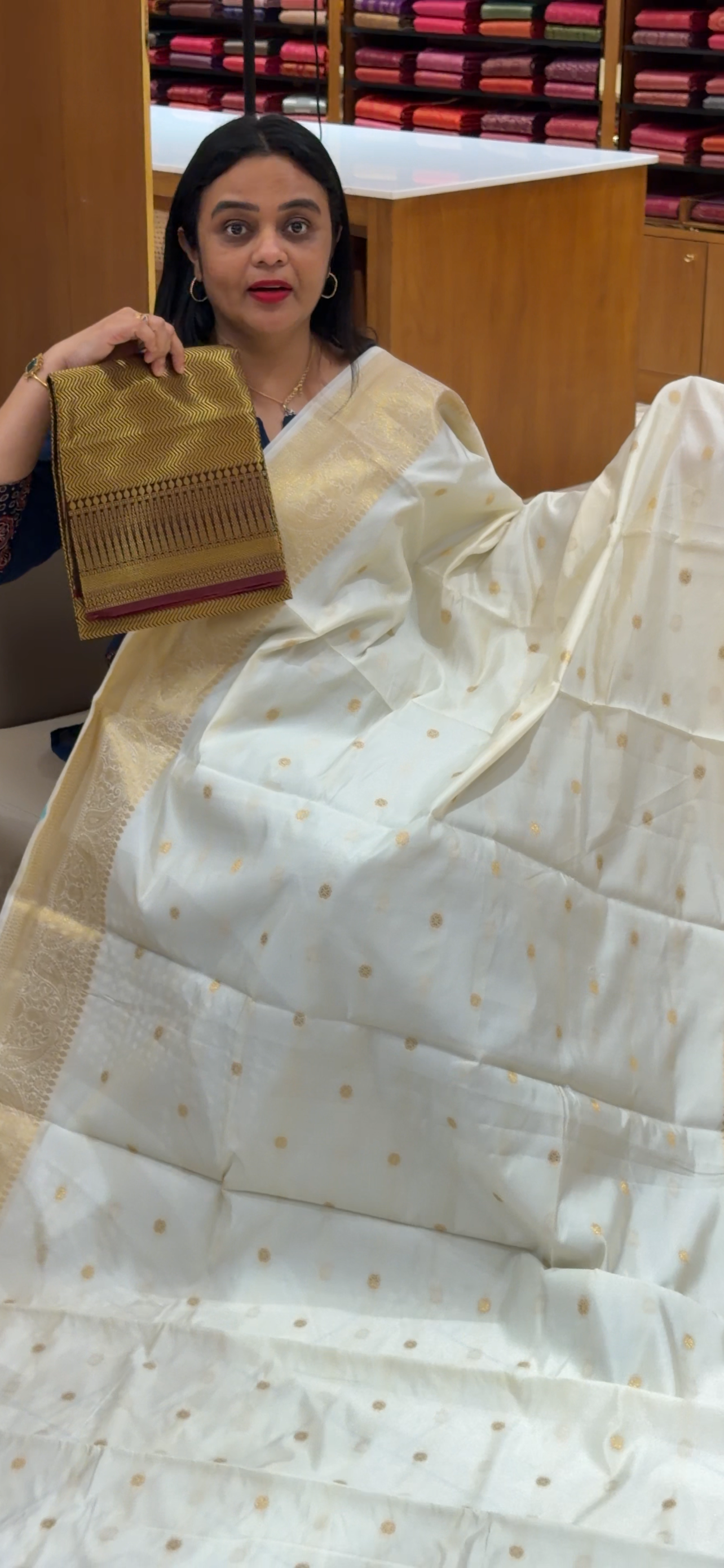 SEMI BROCADE SAREES - IHA 34382